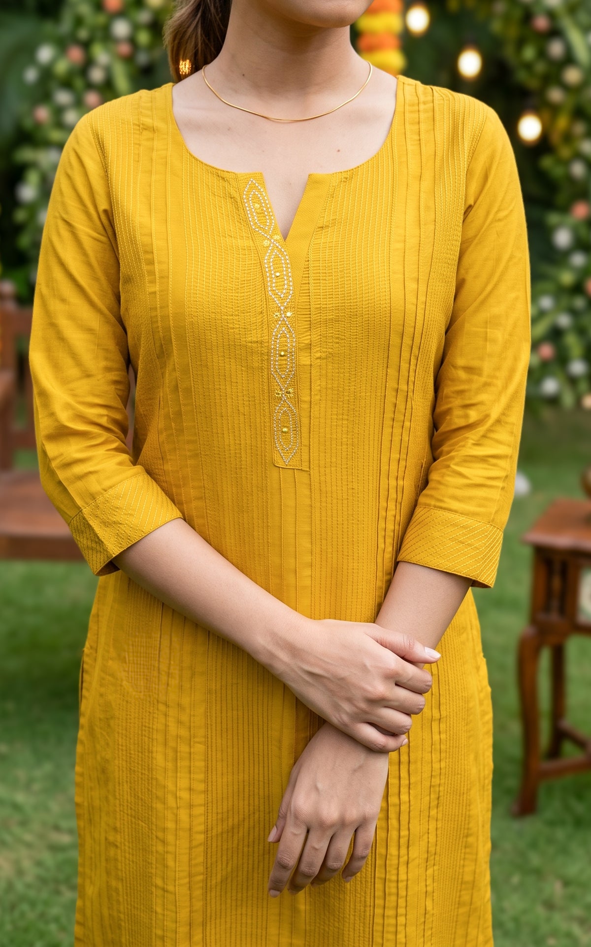 Delisha Lime yellow (Kurti+Dupatta)