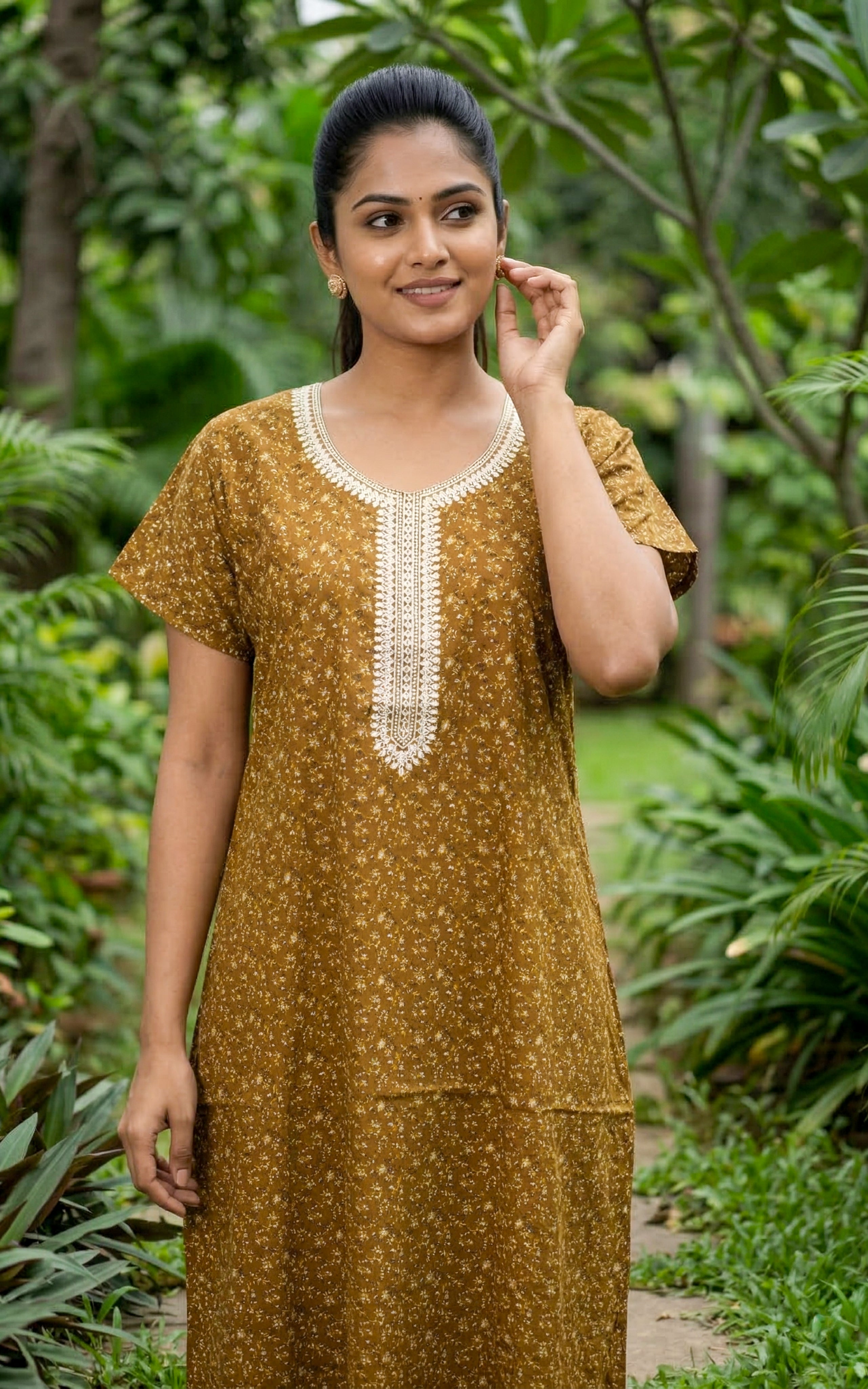 Cotton Straight Fit Nighty-159SS6C