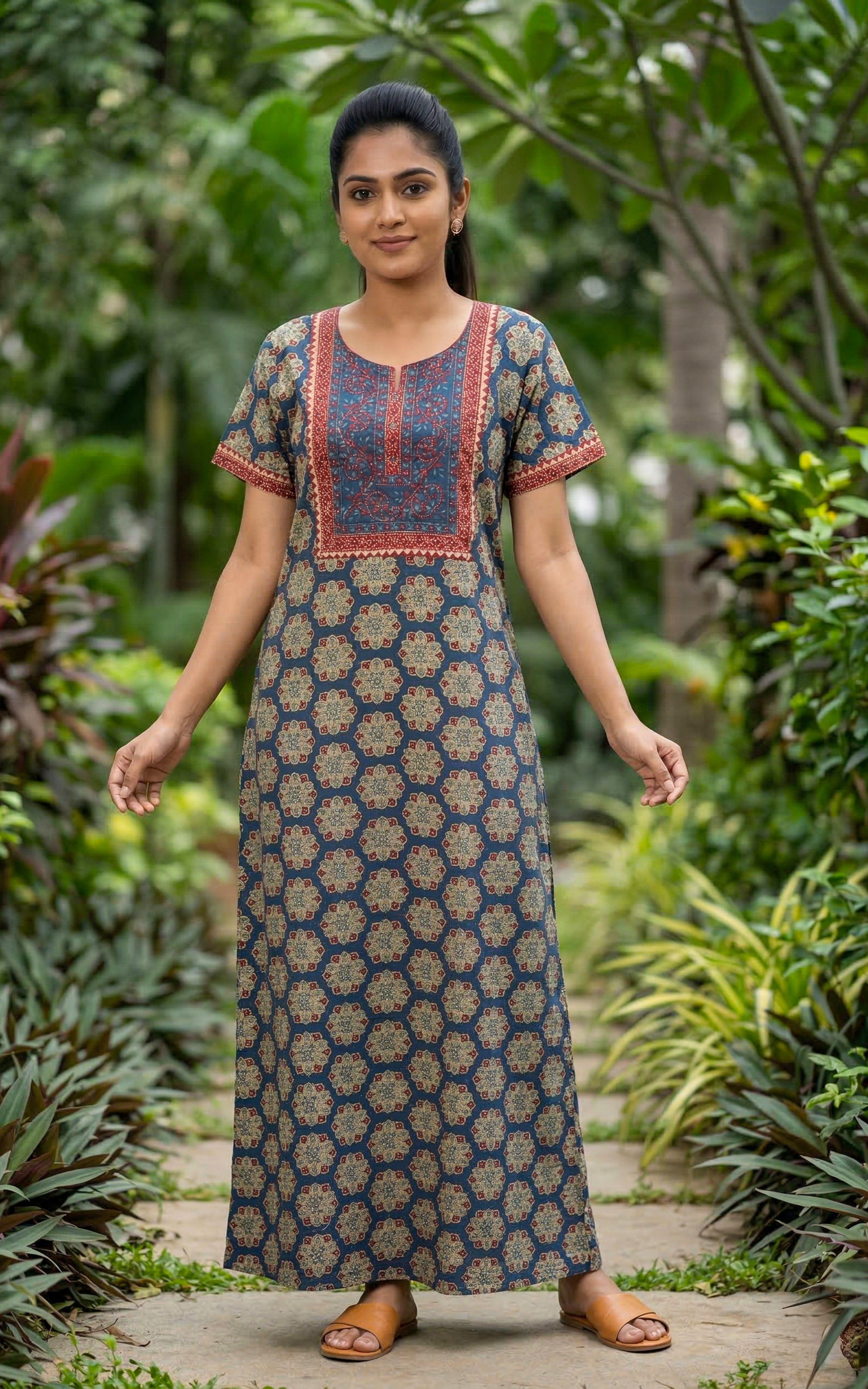 Cotton Straight Fit Nighty-159SR288