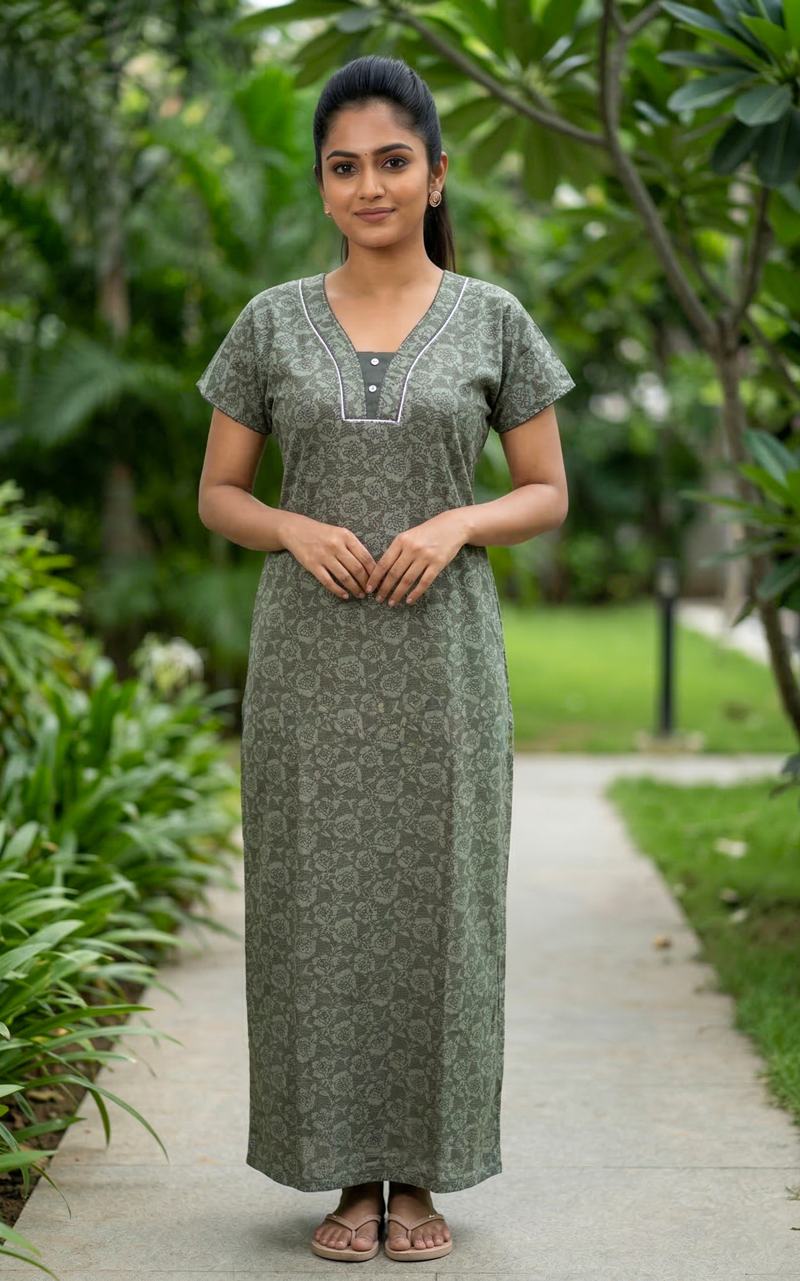 Cotton Straight Fit Nighty-159SS4A
