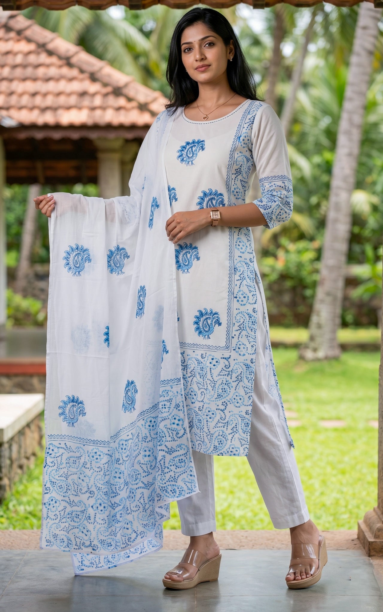Venmalar (Kurti+Pant+Dupatta)