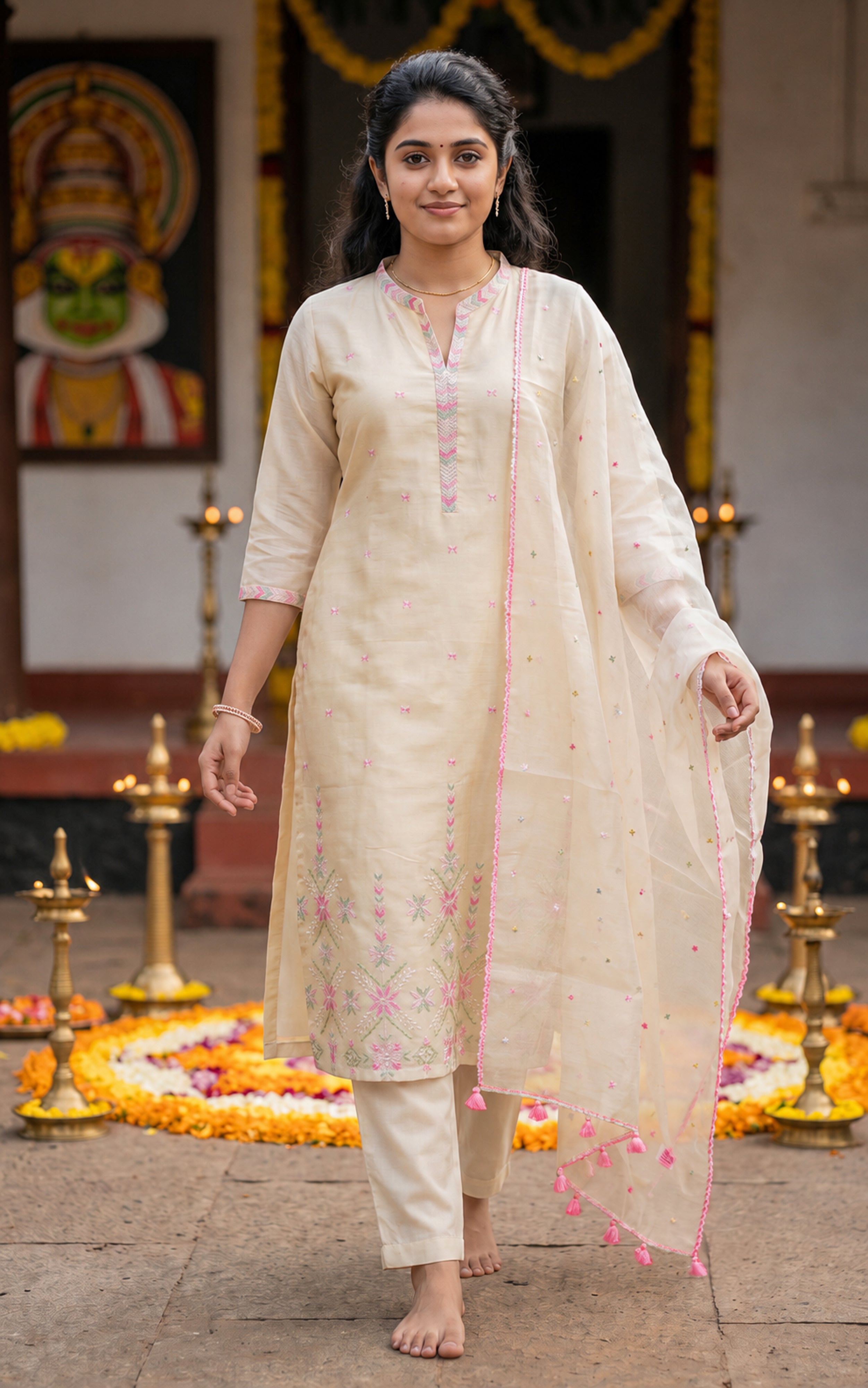 Aaravam Pink (Kurti+Pant+Dupatta)
