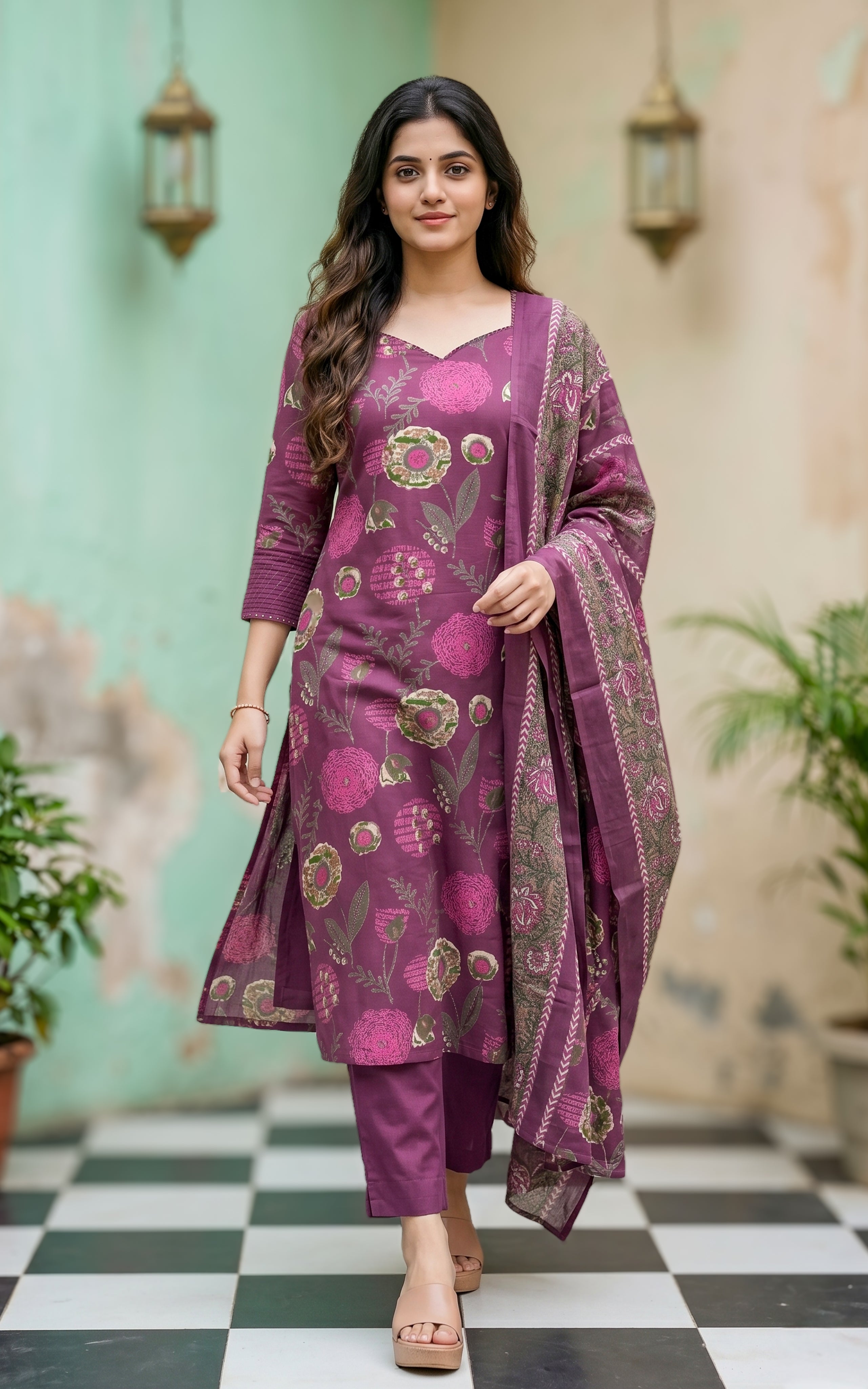 Cotton kurti with side slit design