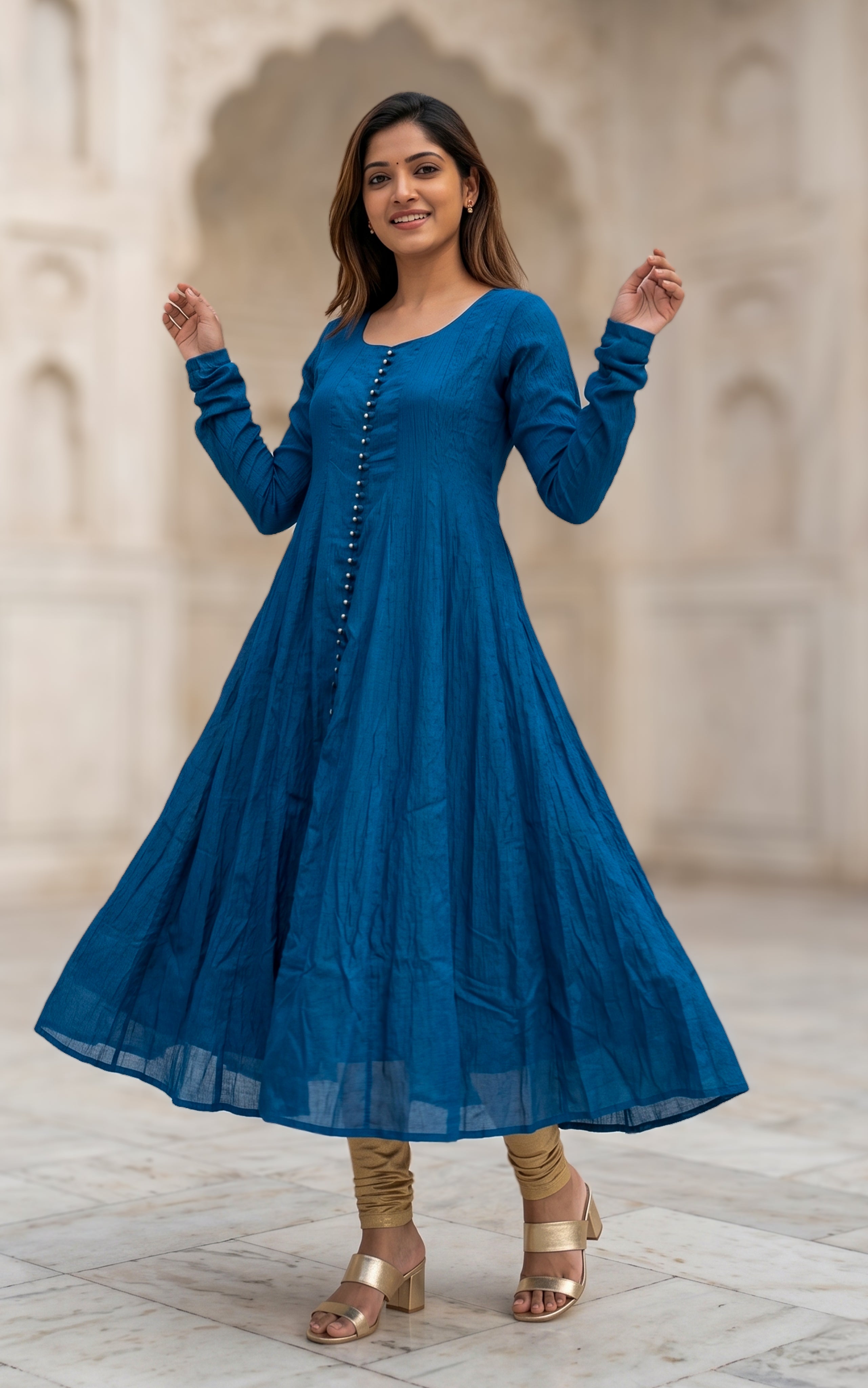 Stylish full sleeve ethnic wear with button detailing