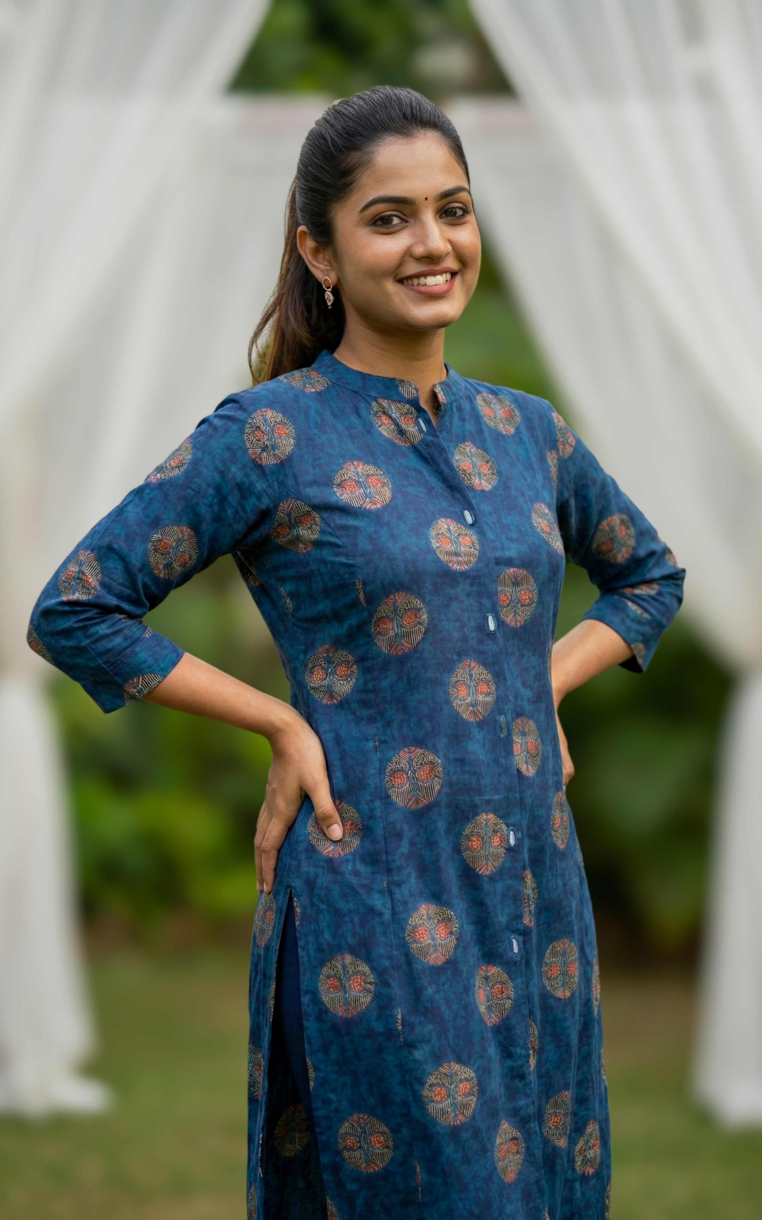Instore – Blue Virusha Kurti for Women – Printed Cotton – Indian Ethnic Wear