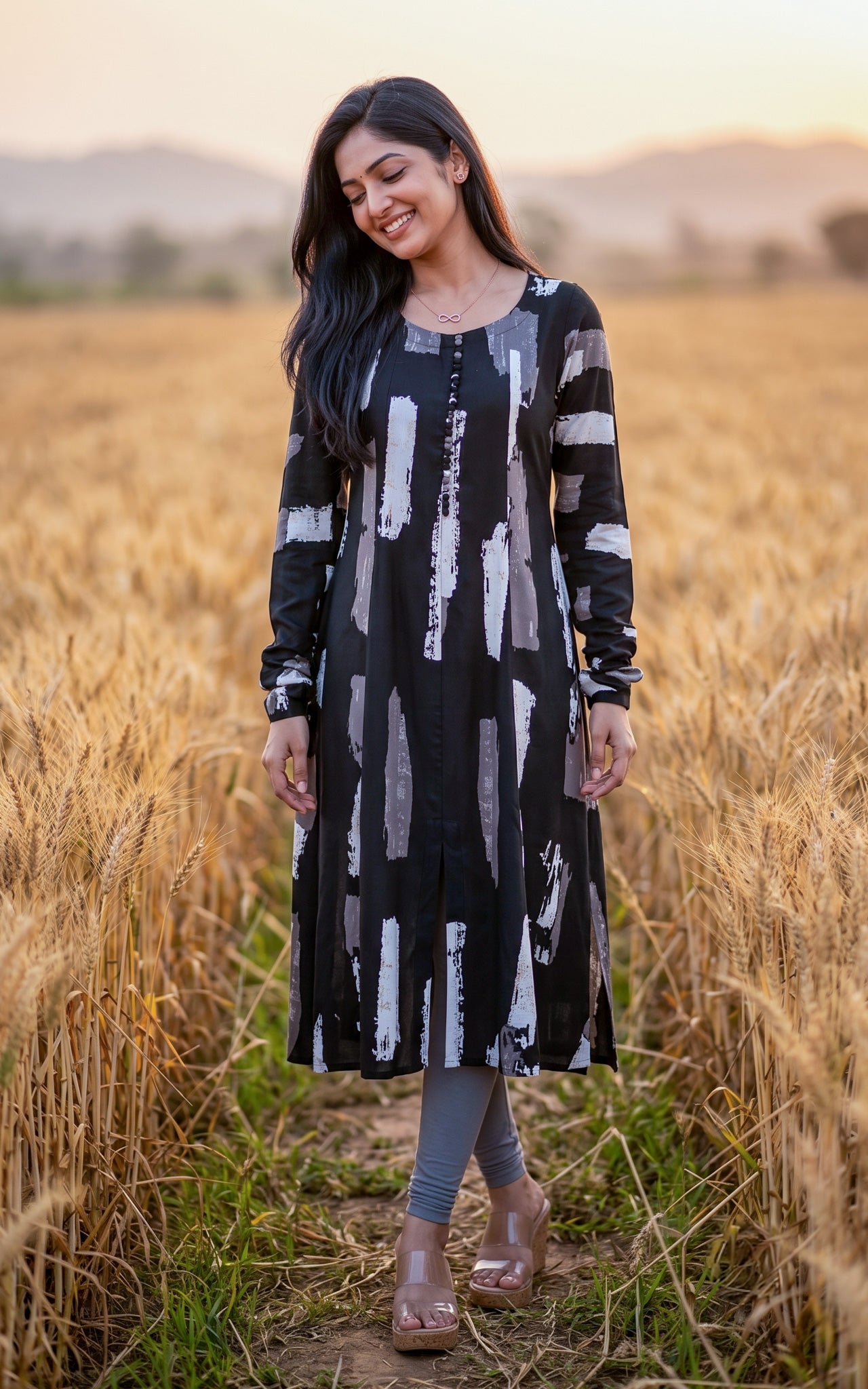 Black Rayon Casual Wear Kurti for Women