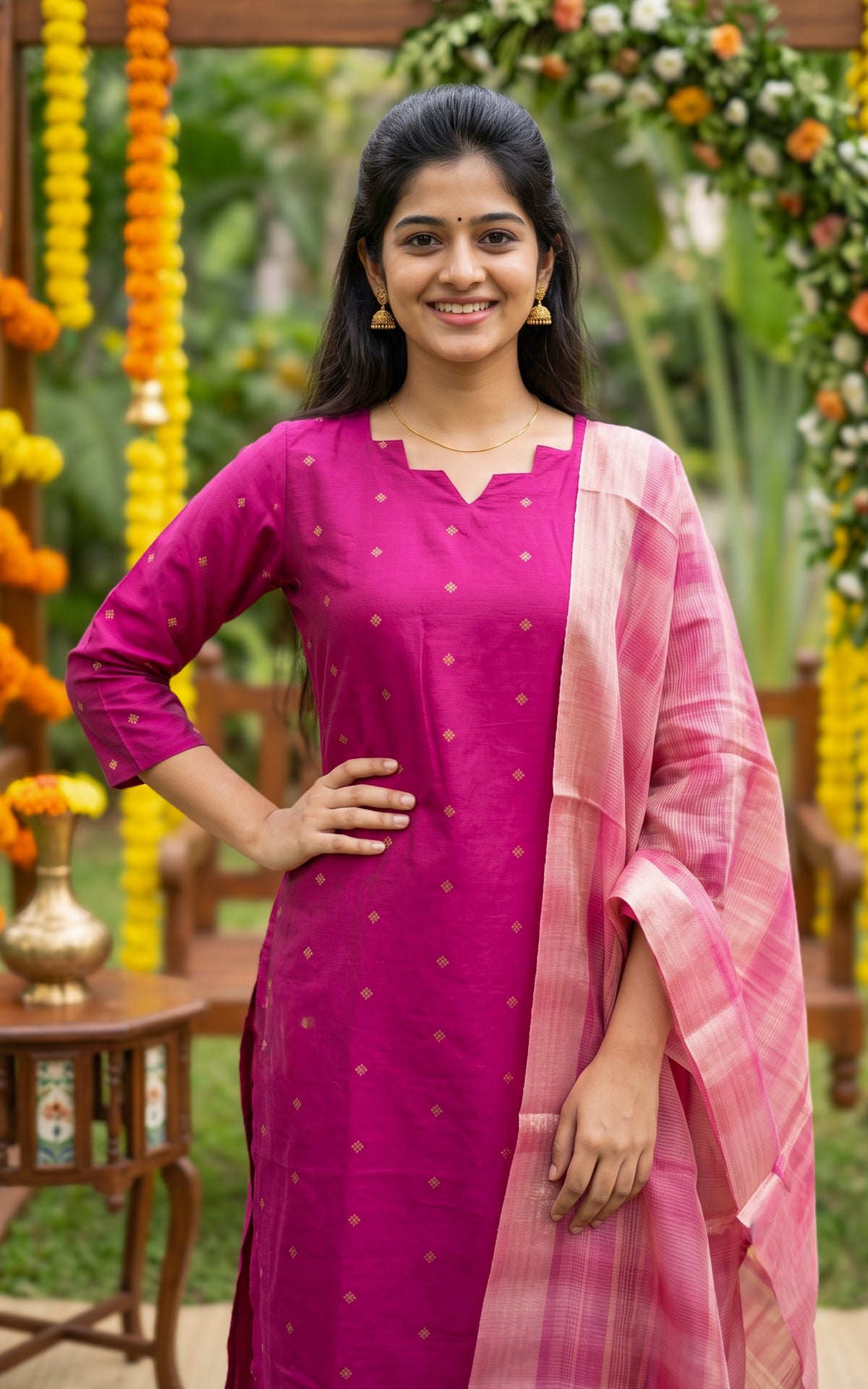 Amrut Magenta (Kurti+Dupatta)
