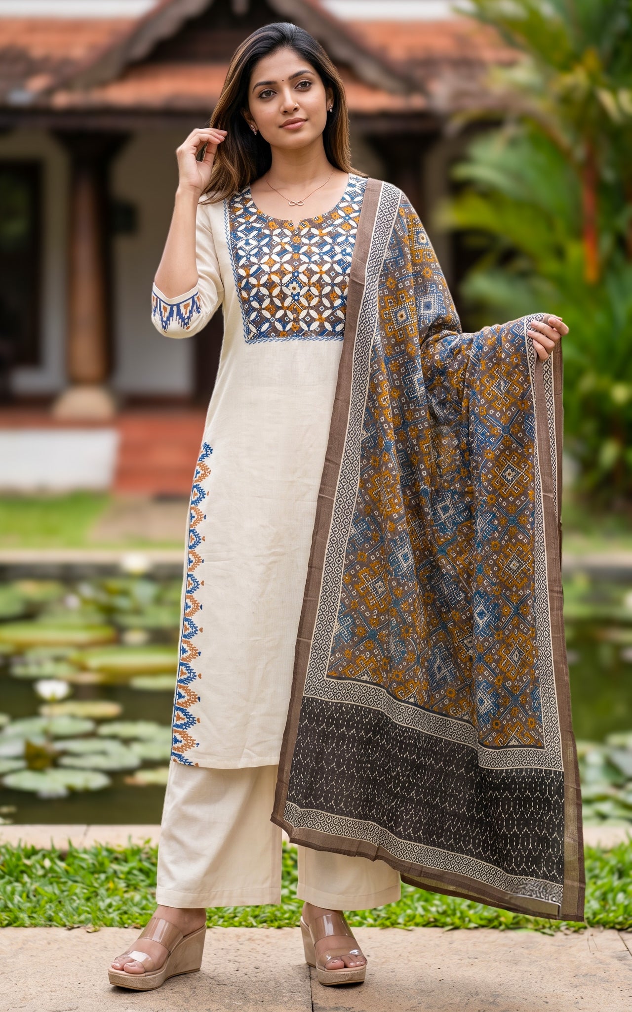 Viviana Handblock B (Kurti+Pant+Dupatta)