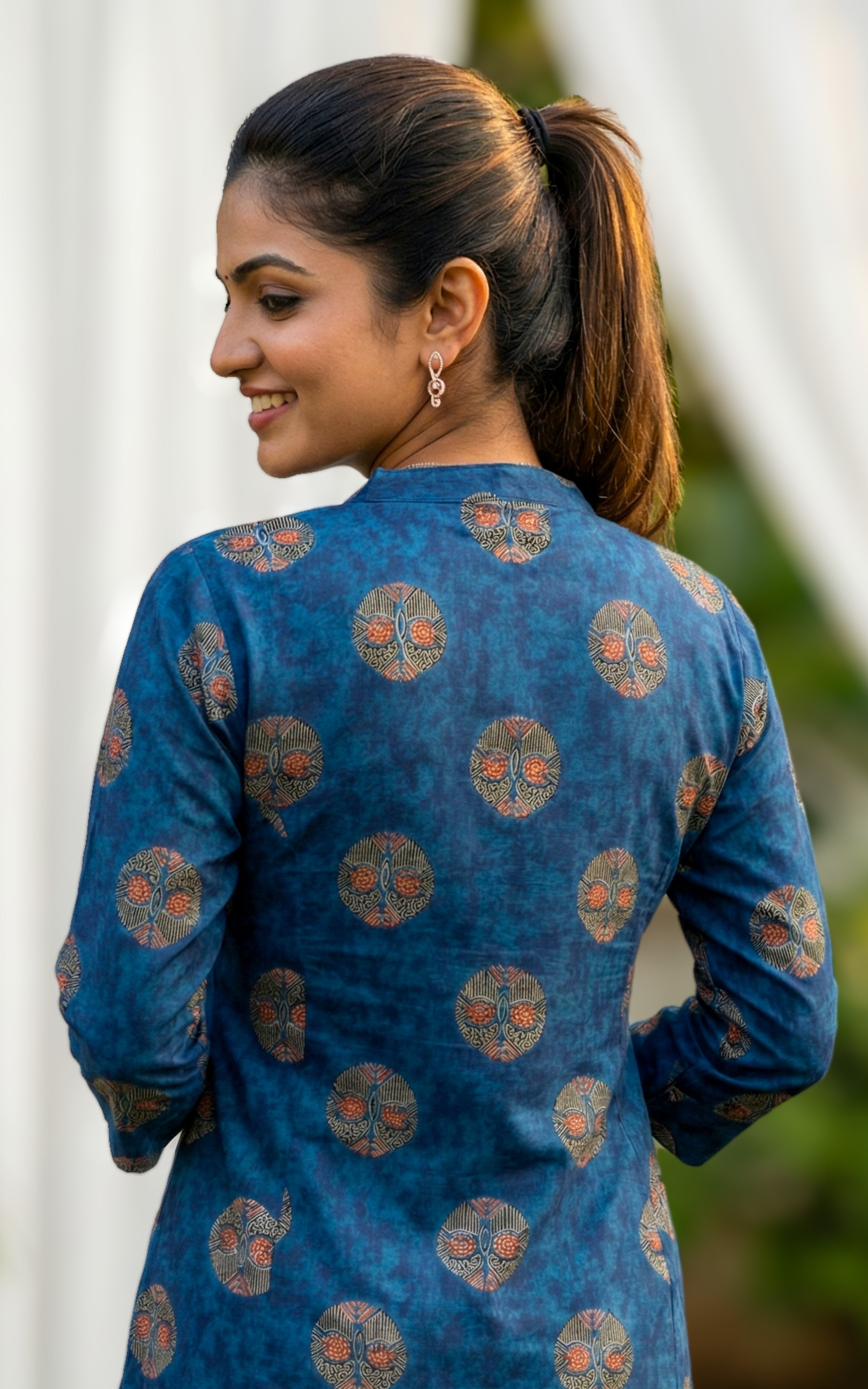Instore – Blue Virusha Kurti for Women – Printed Cotton – Indian Ethnic Wear