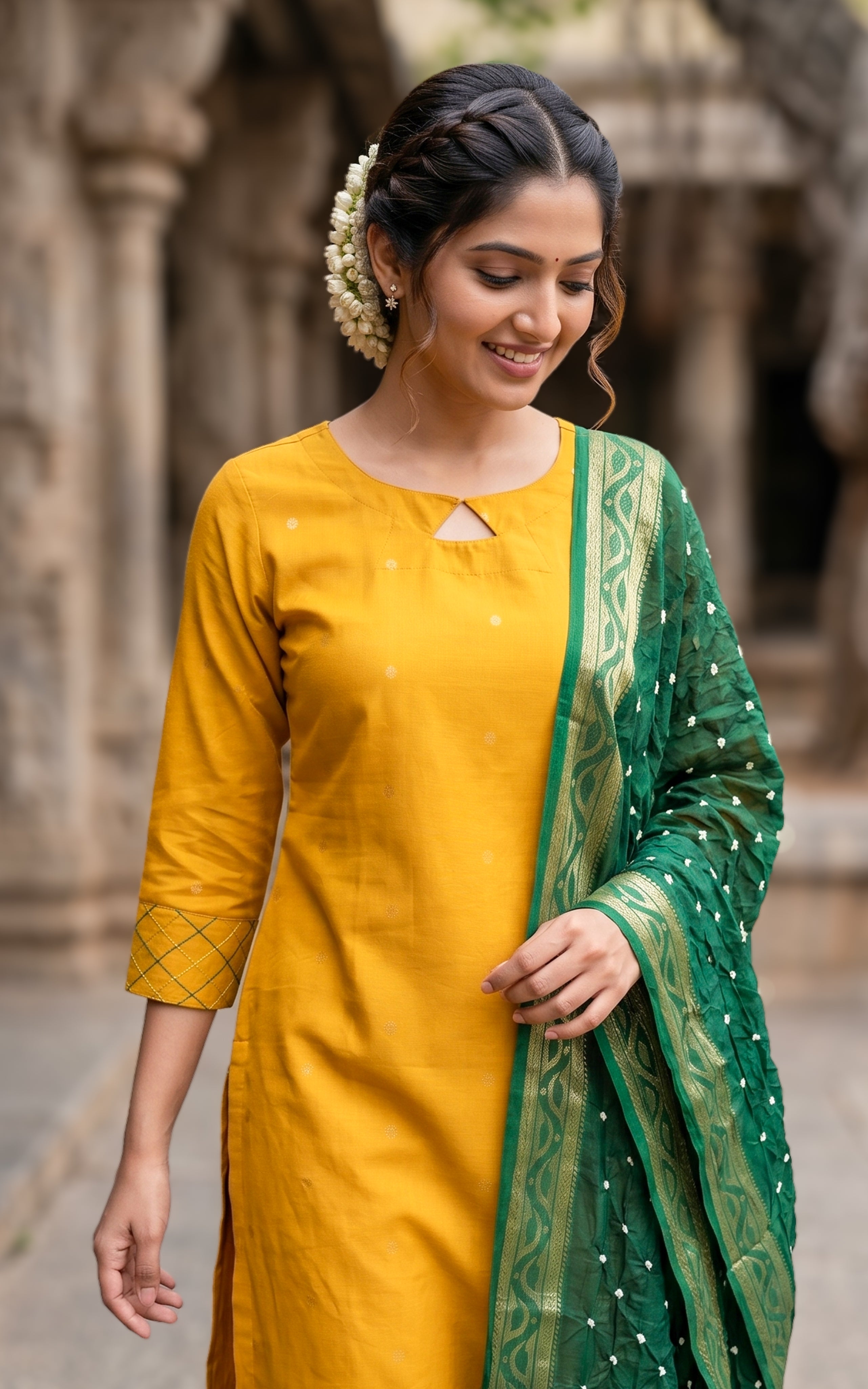 Subiksha Mustard (Kurti+Dupatta)