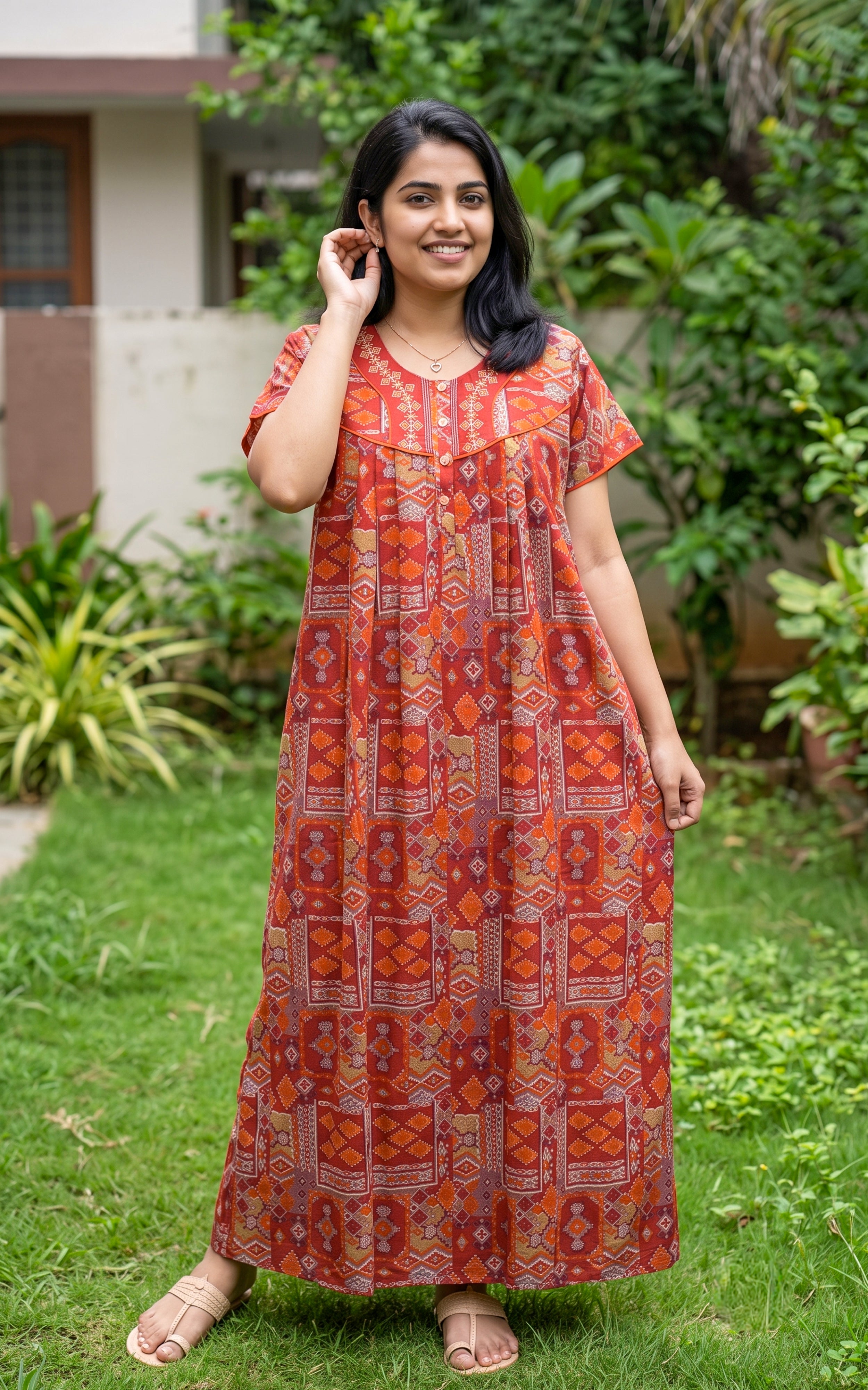 Cotton Straight Fit Nighty-164SS4A