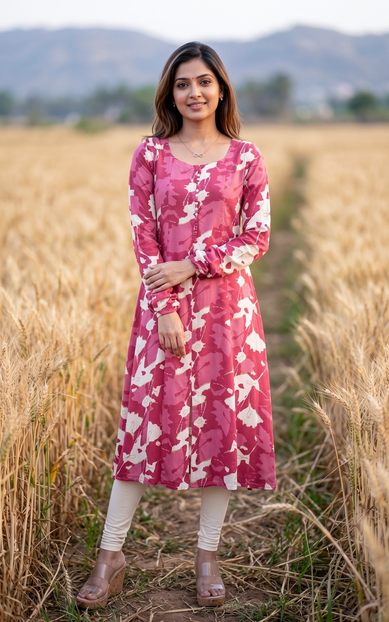 Pink Rayon Casual Wear Kurti for Women