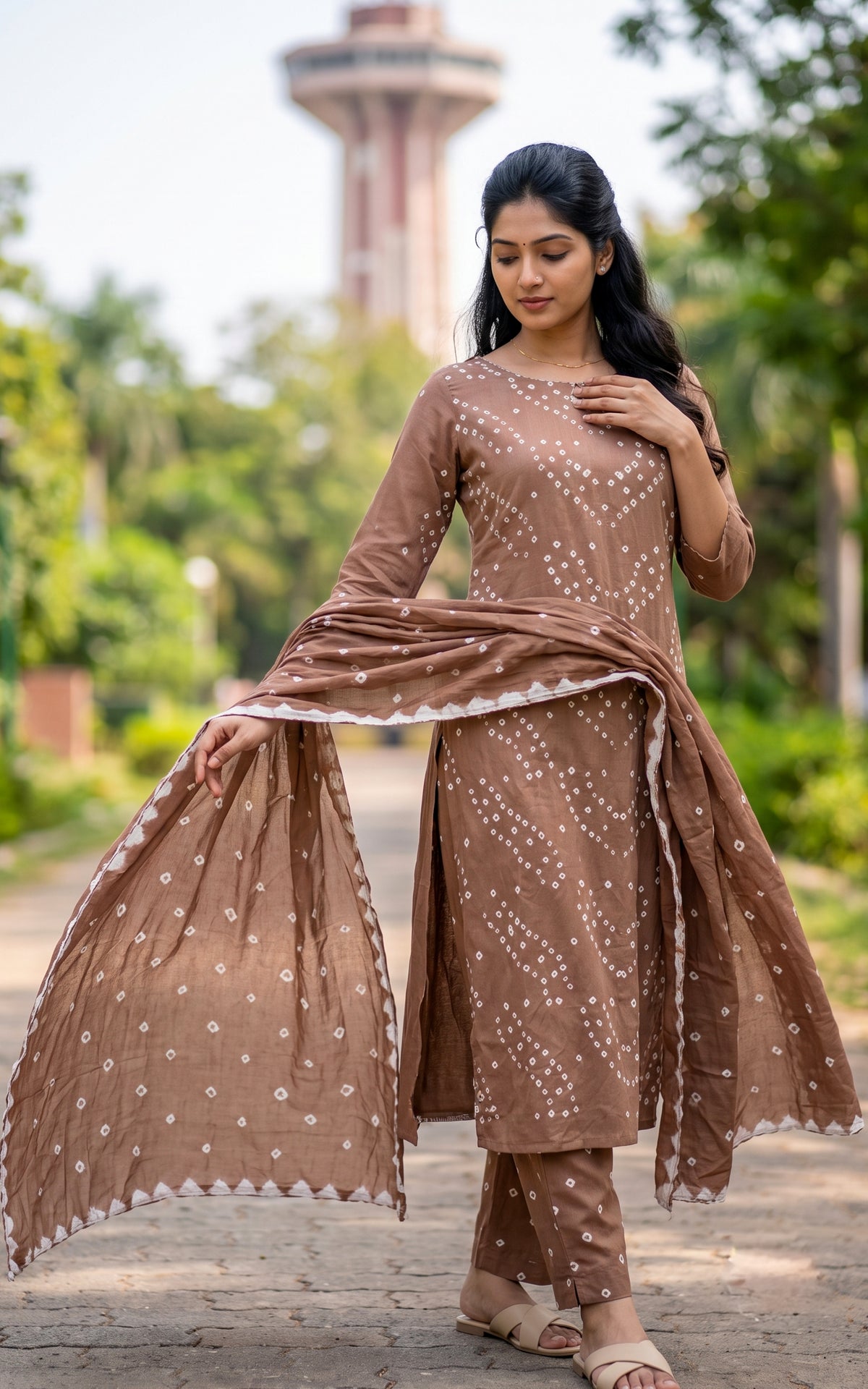 Rithushka Reddish Grey A (Kurti+Pant+Dupatta)