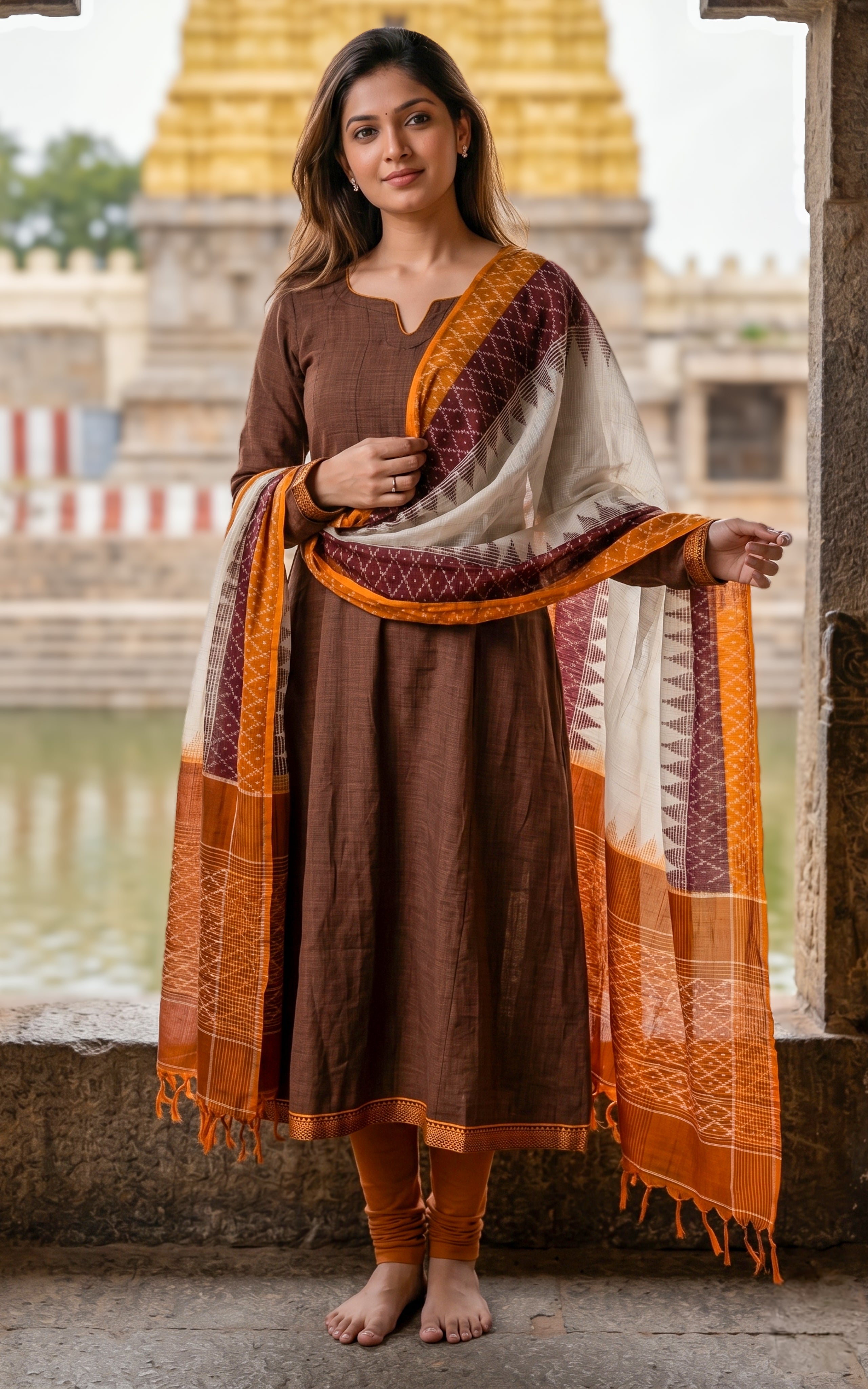 Thick slub synthetic anarkali kurti for women
Anarkali kurti with gathered sleeves