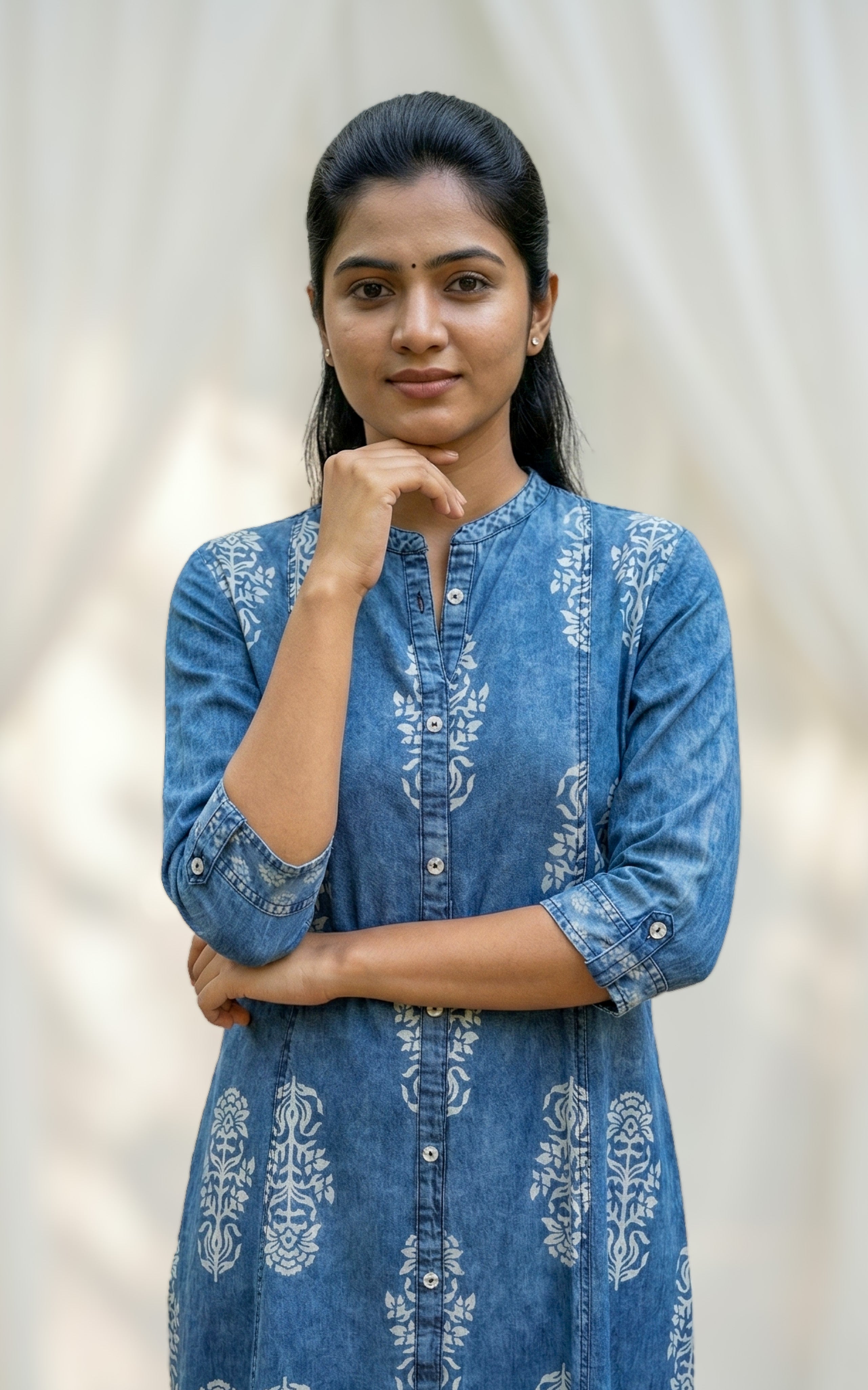 denim kurti daily wear
comfortable aline denim kurti
casual front slit kurti with embroidery
soft denim kurti with pocket for everyday wear