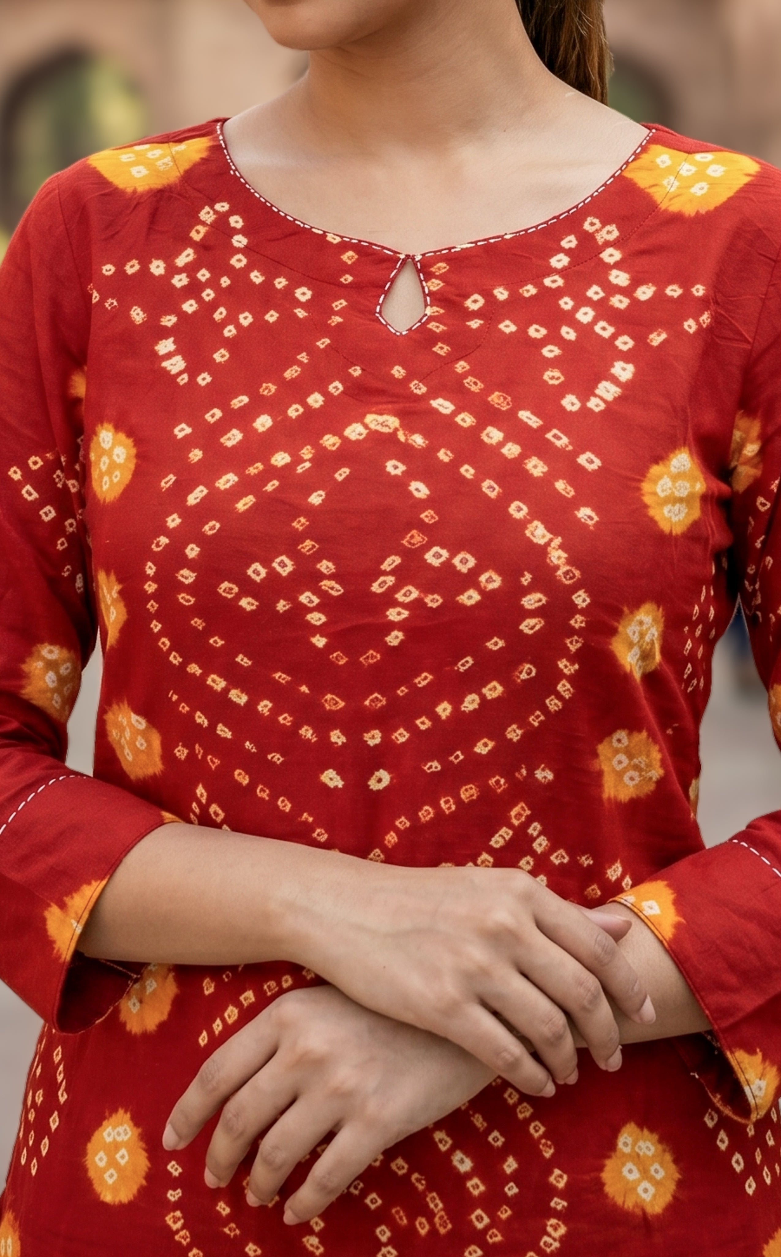 Rithushka Red (Kurti+Pant+Dupatta)