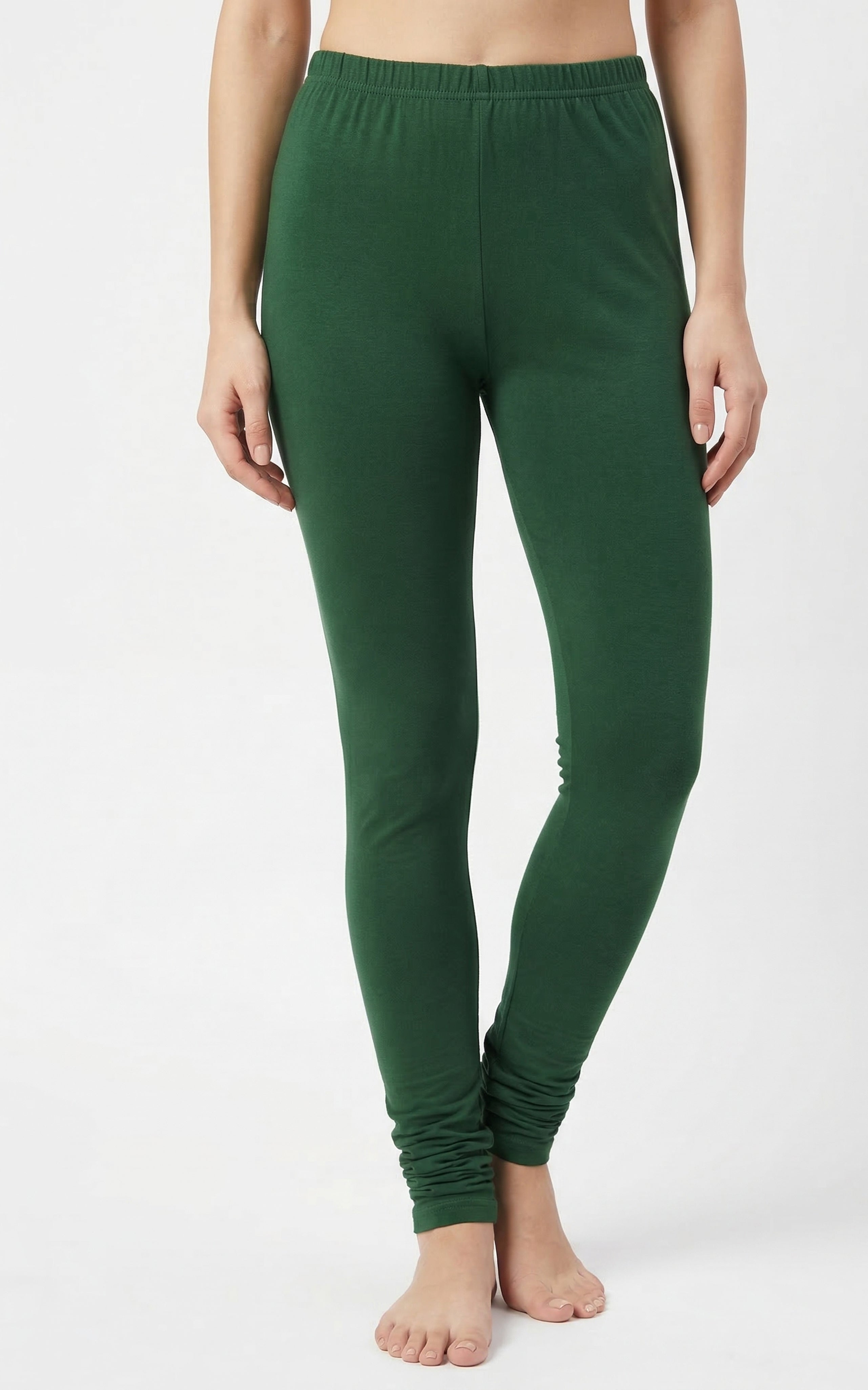Instore – Bottle Green Full Length Legging for Women – Stretchable – Mix N Match – Ethnic Wear