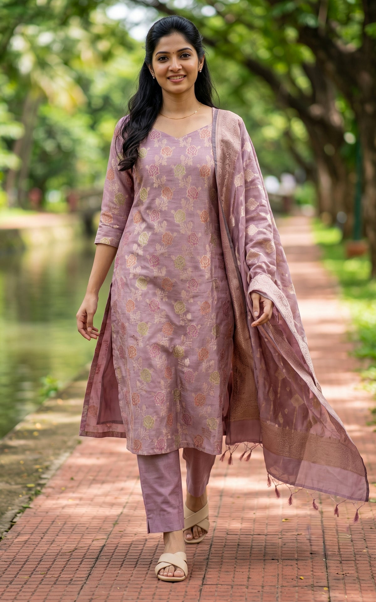 Gnanika Mauve (Kurti+Pant+Dupatta)