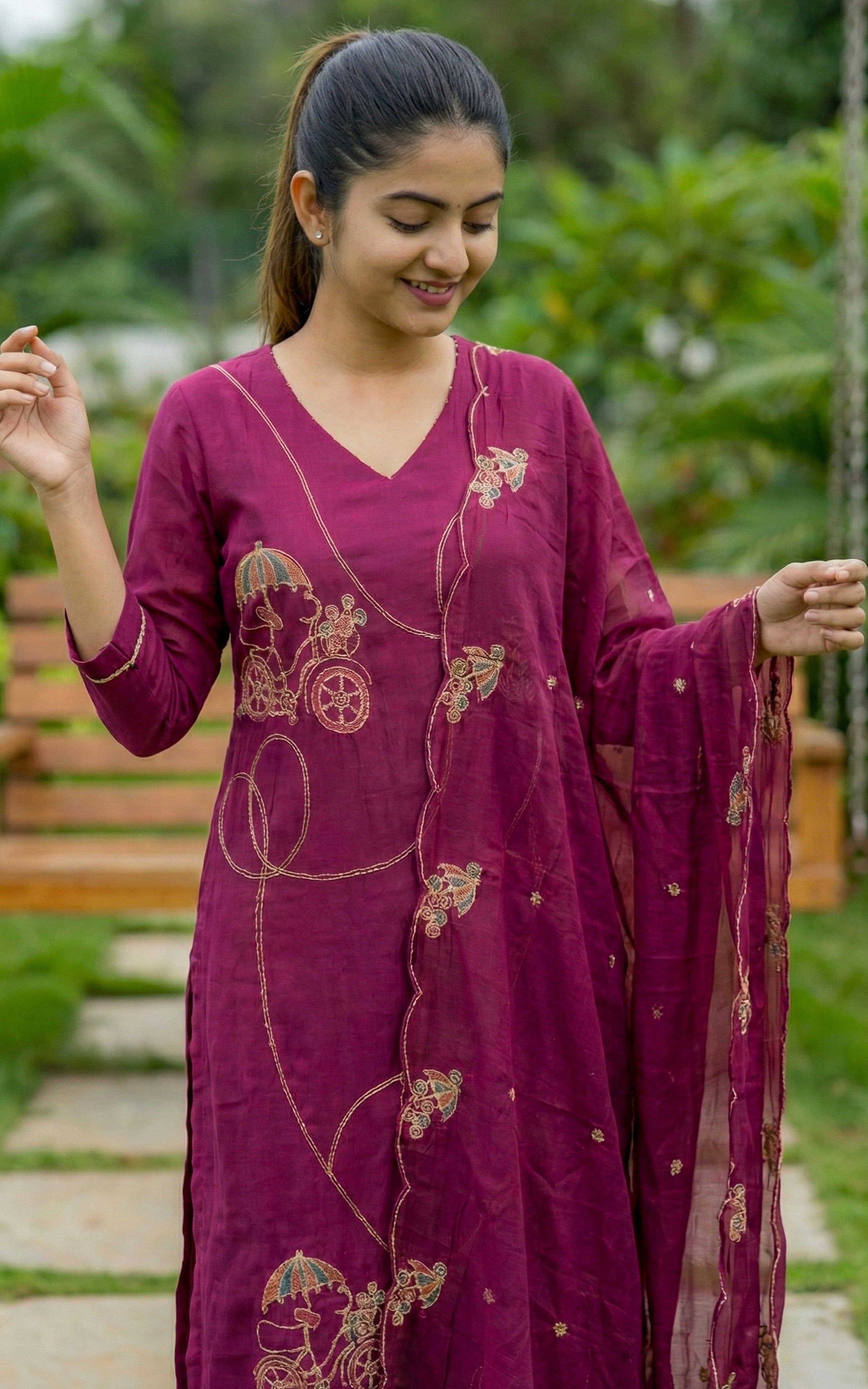 three fourth sleeve kurti for women