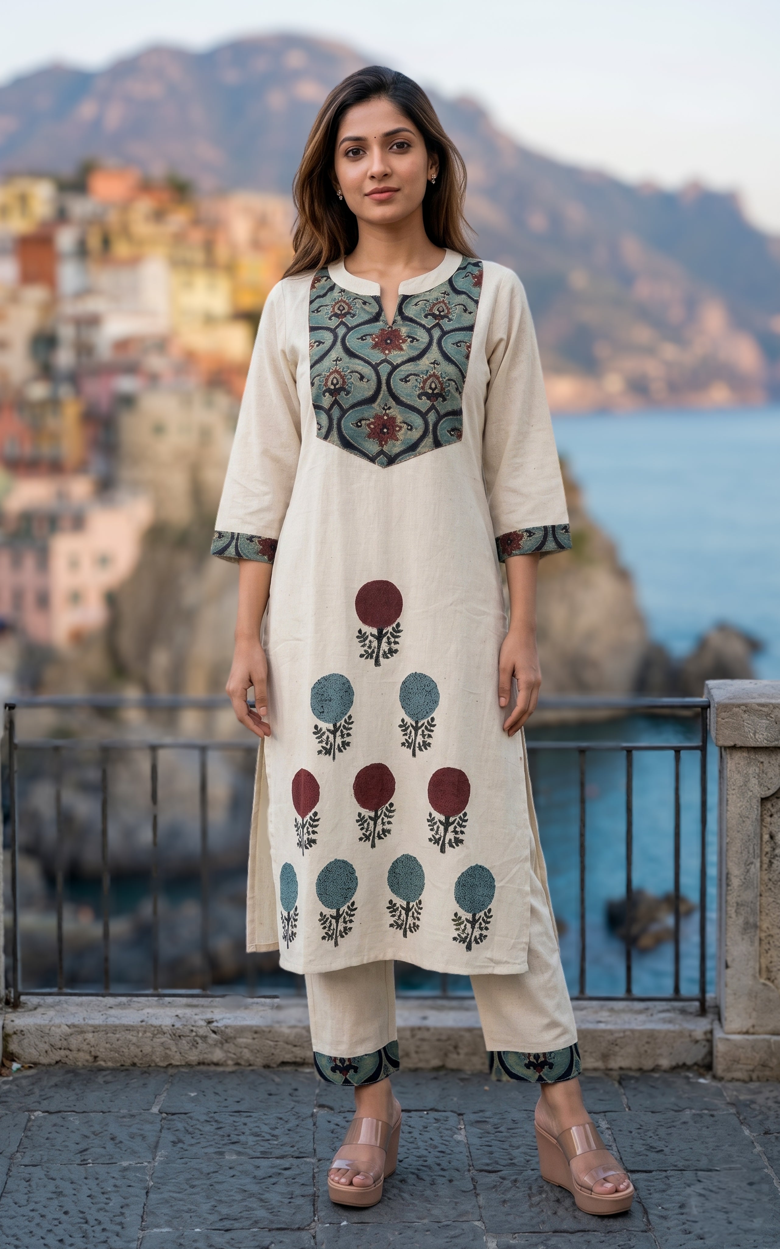 Off white daily wear kurti set for women