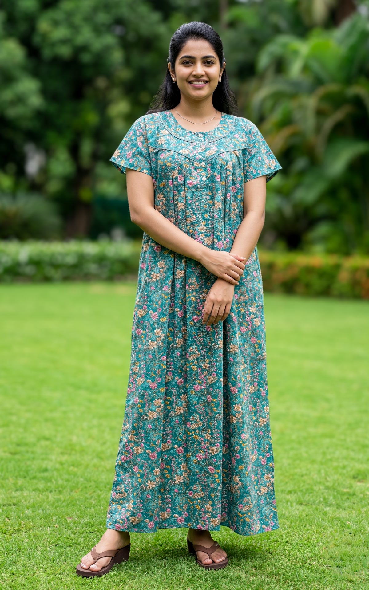Cotton Straight Fit Nighty-166SS4B
