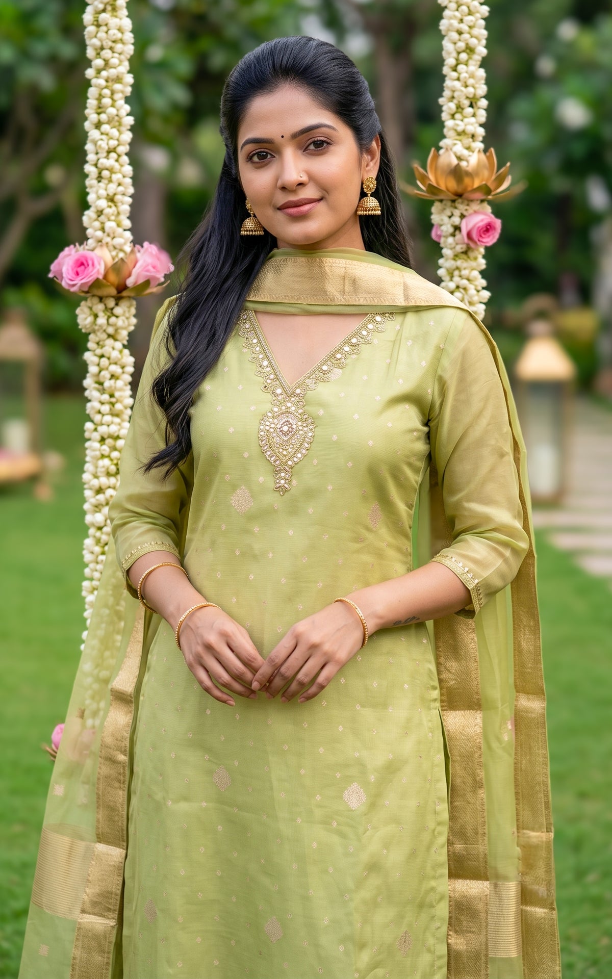Aarthika Pista Green (Kurti+Pant+Dupatta)