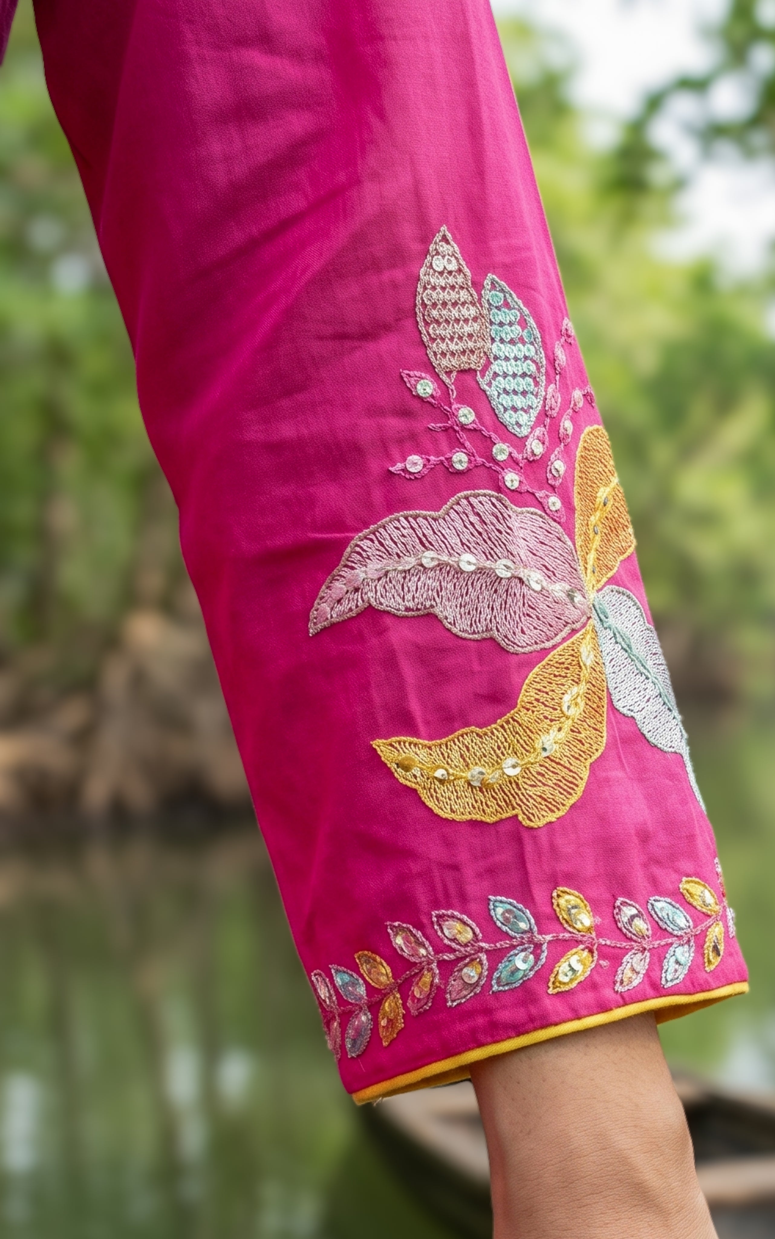 Traditional pink cotton kurti for women