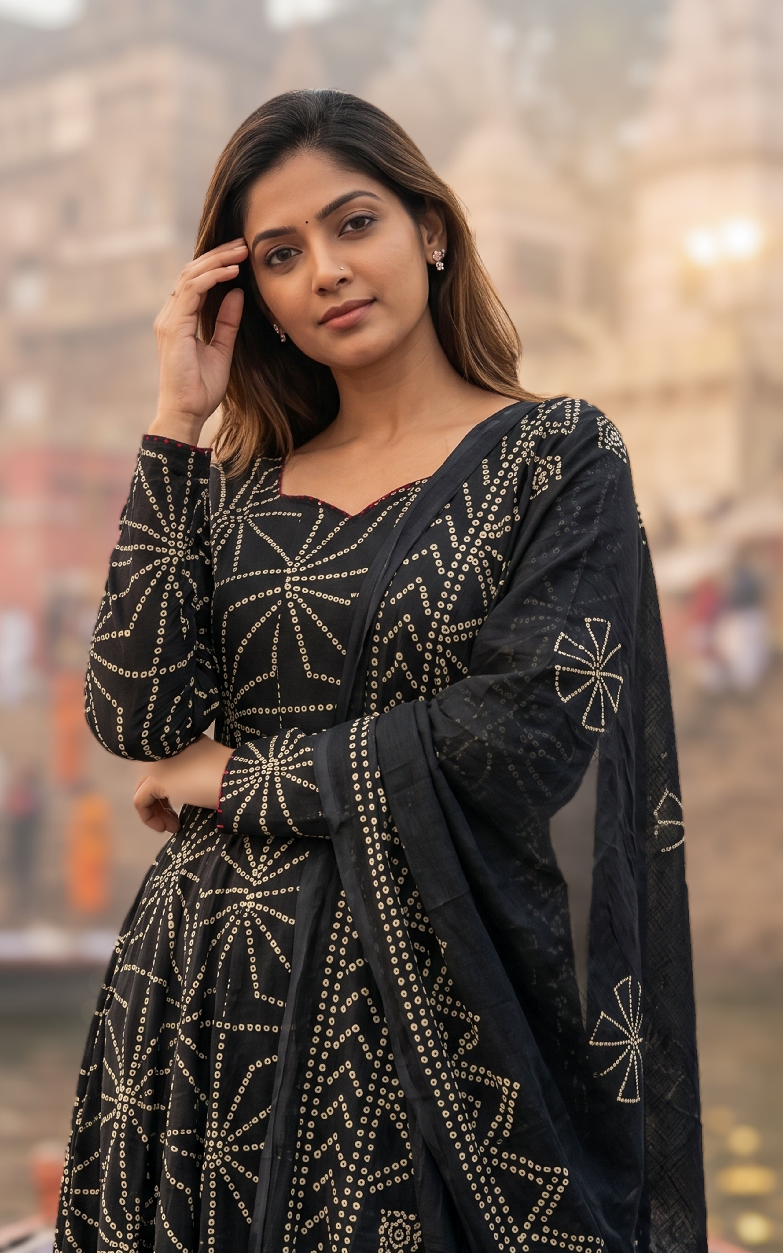 Jerisha Black (Kurti+Dupatta)