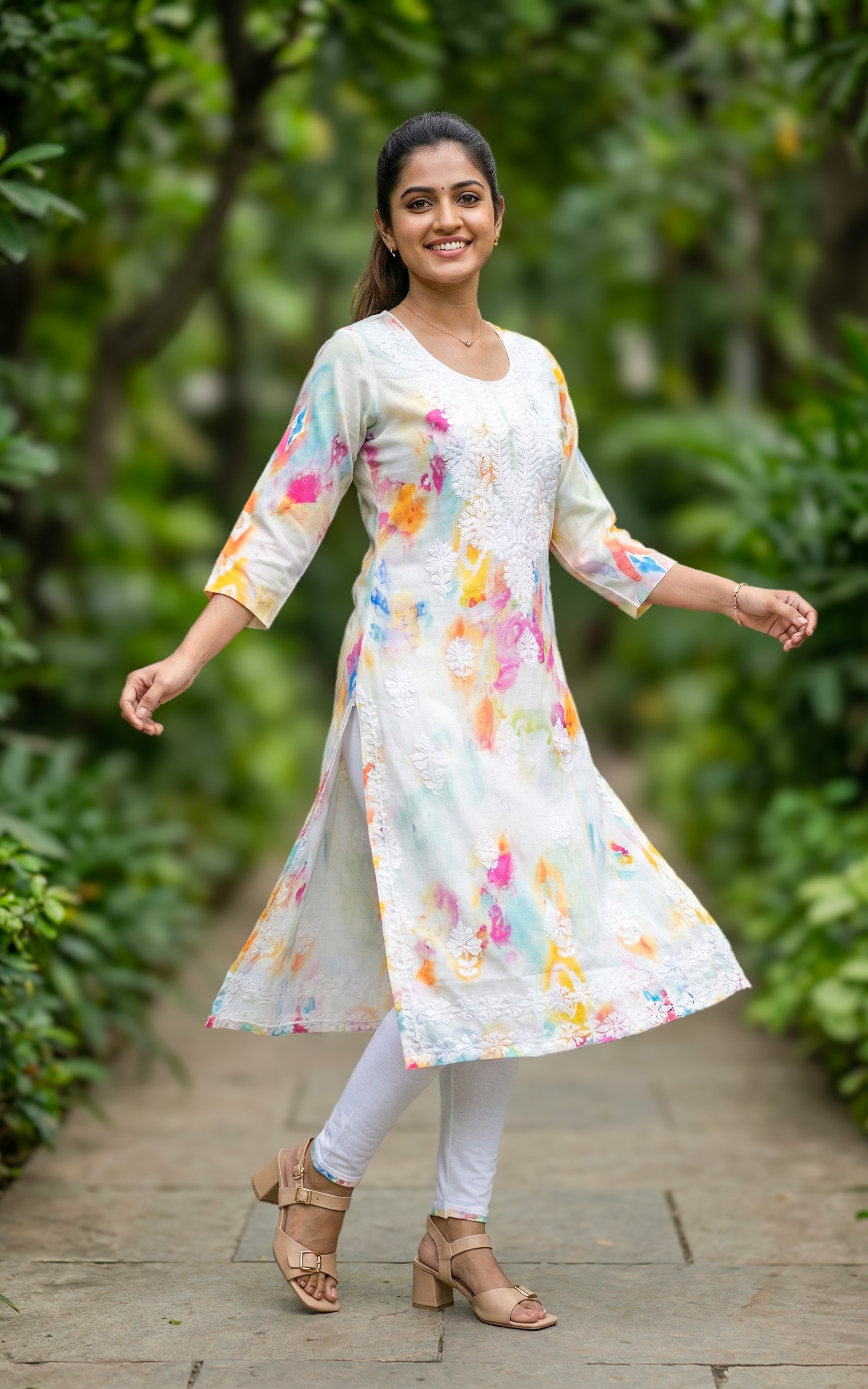 white office wear chikankari kurti
elegant cotton kurti with embroidery
formal straight cut kurti for office
simple office wear kurti for women