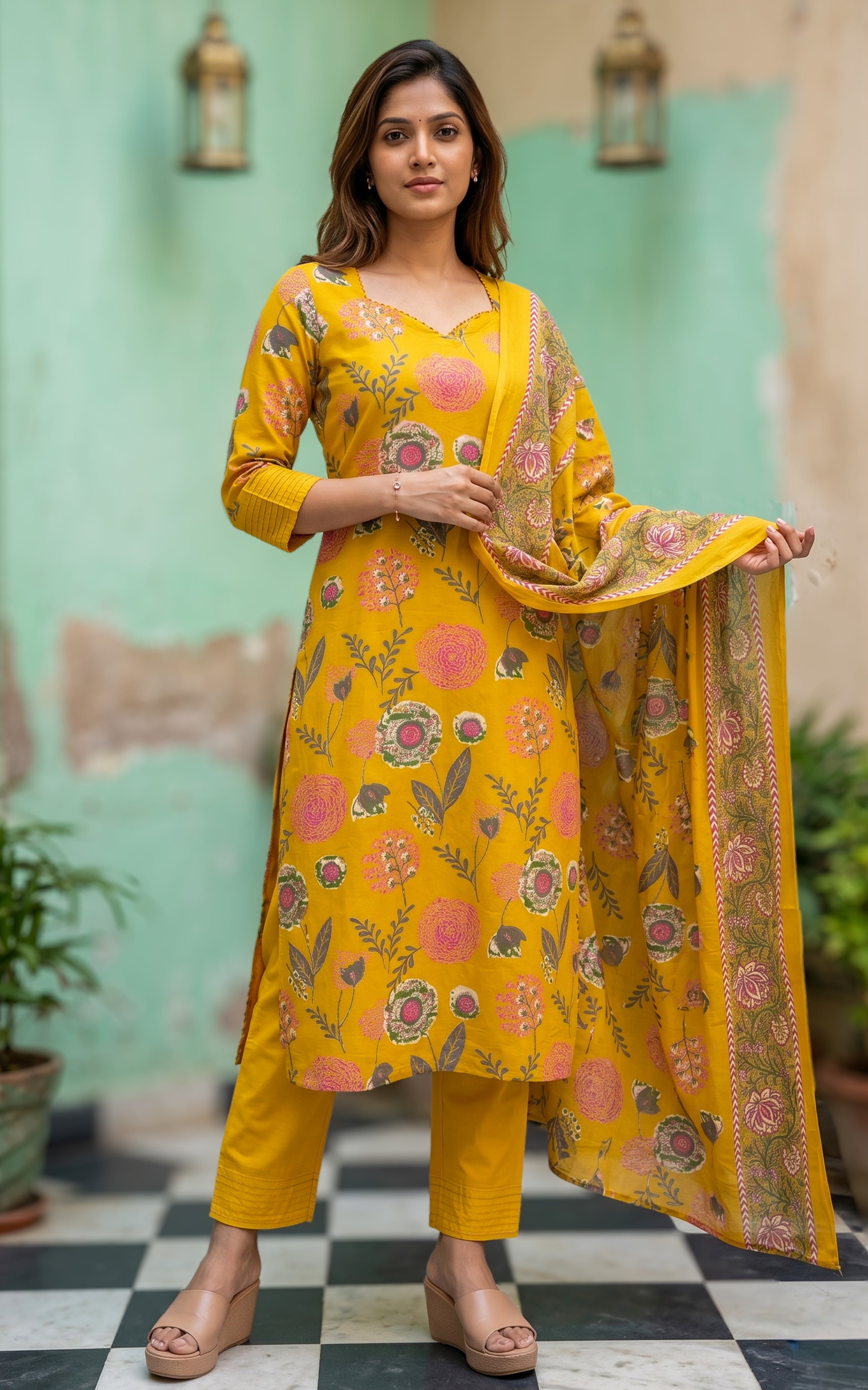 Elegant printed kurti with pant