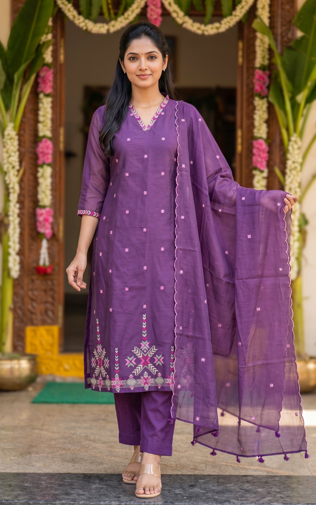 Shagithiya Purple (Kurti+Pant+Dupatta)