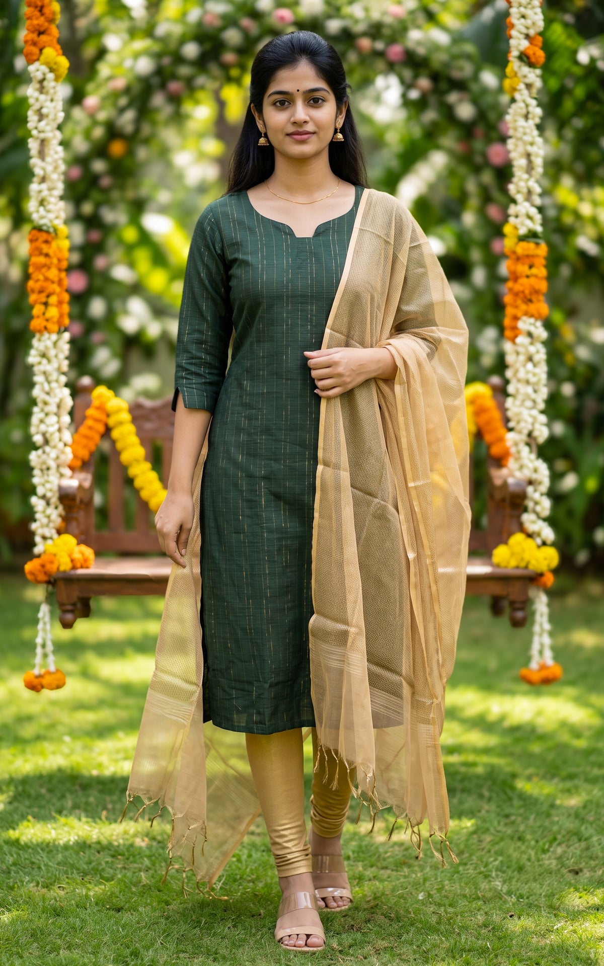 Anusha Green (Kurti+Dupatta)