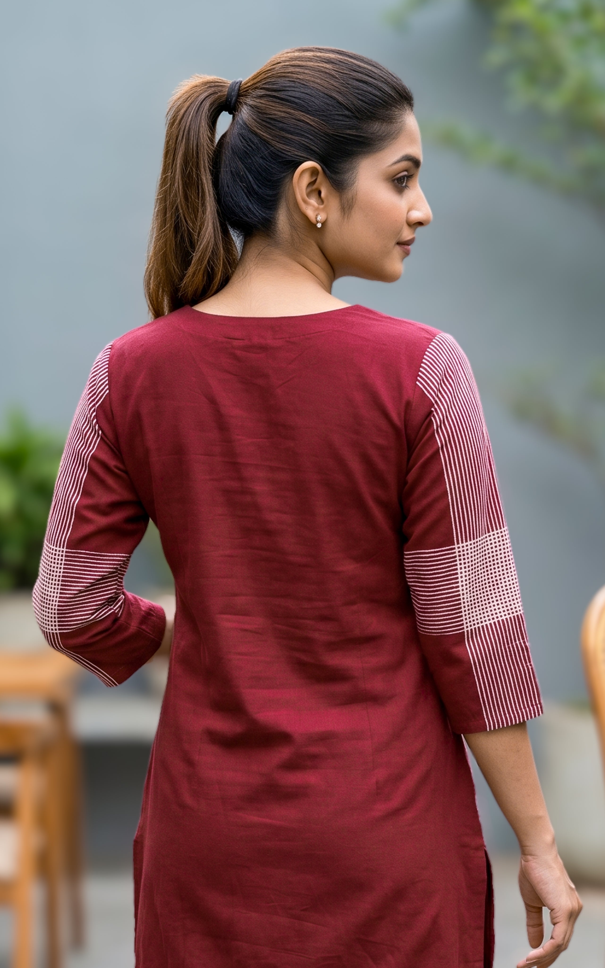 Instore – Maroon Cotton Kurti for Women – Handblock Printed – Ethnic Wear