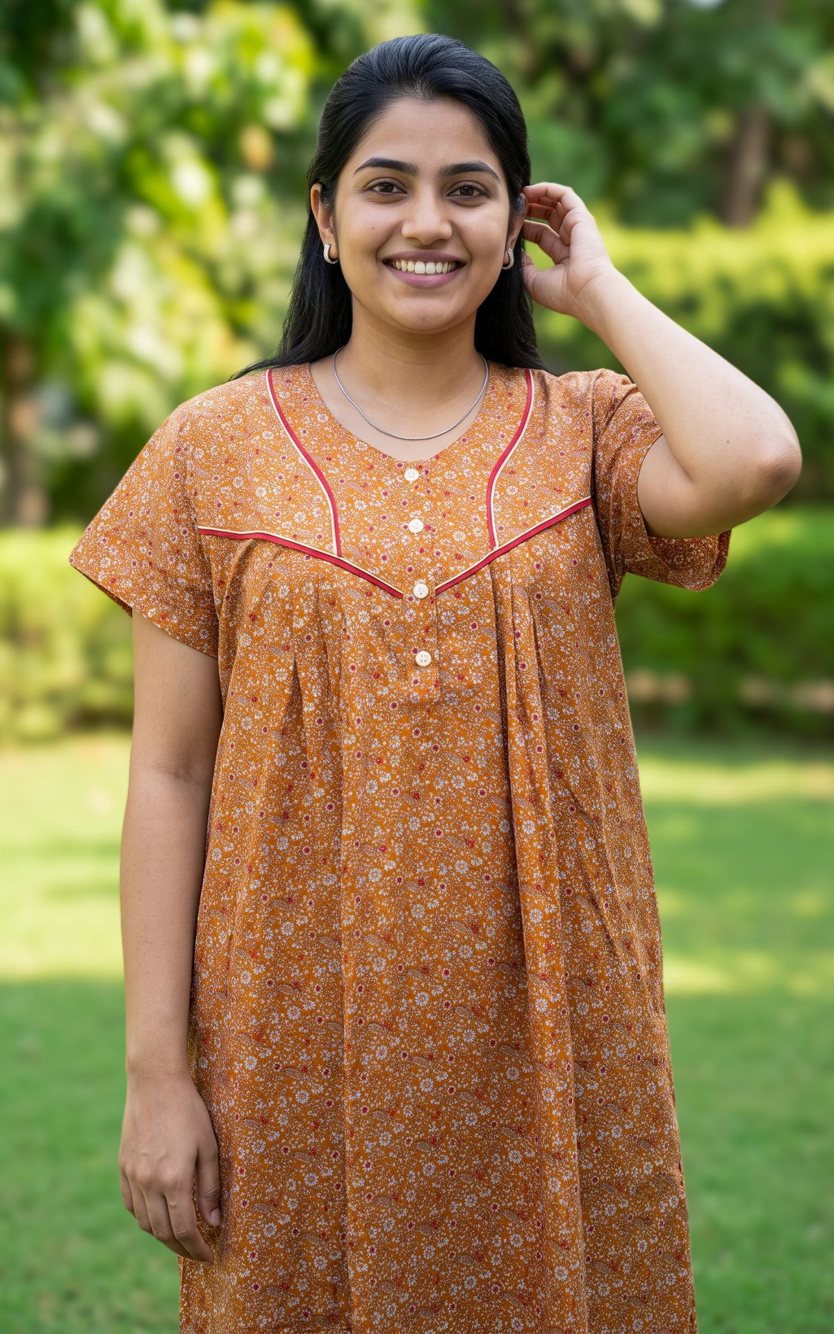 Cotton Straight Fit Nighty-166SS3A