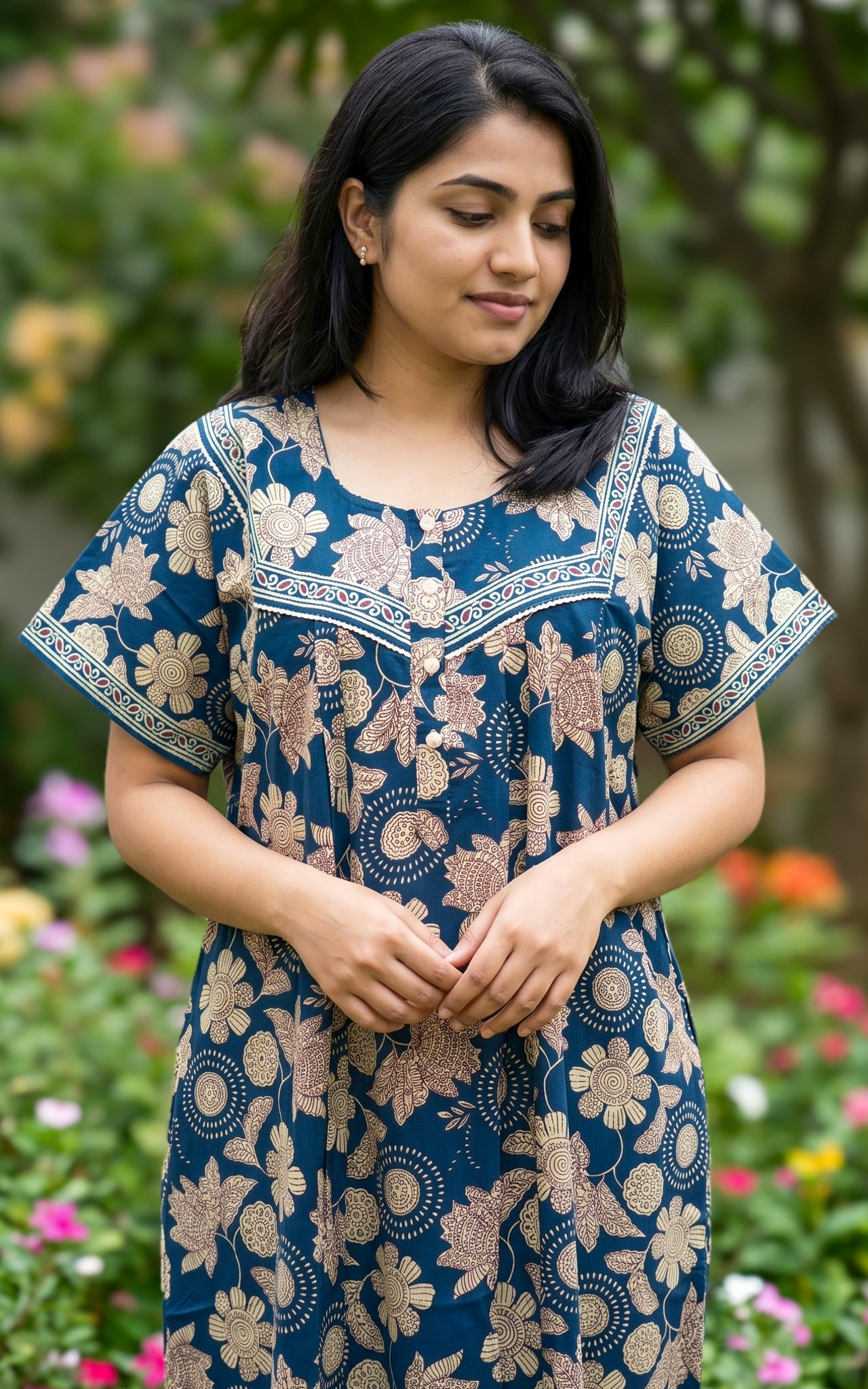 Cotton Straight Fit Nighty-162SS9C