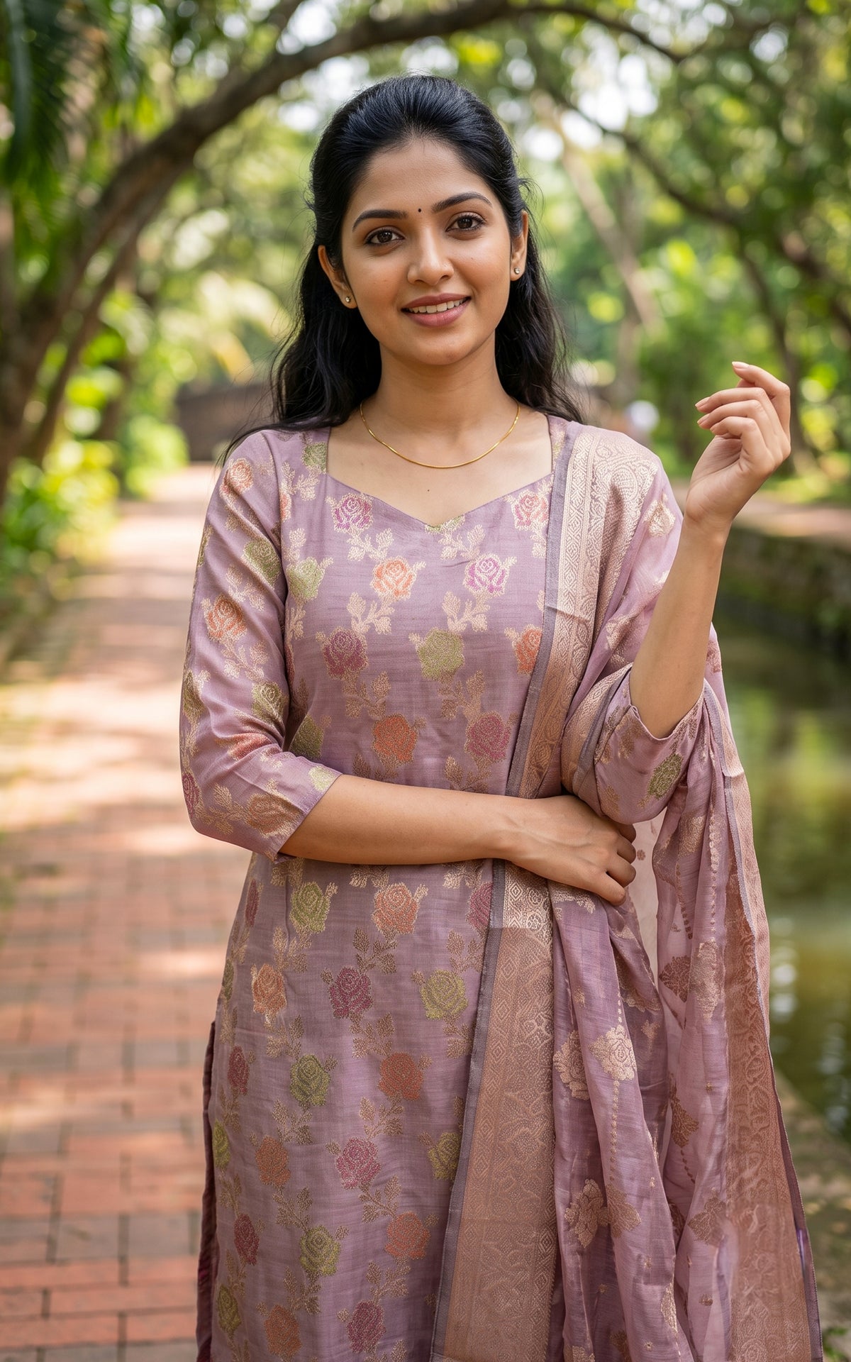 Gnanika Mauve (Kurti+Pant+Dupatta)