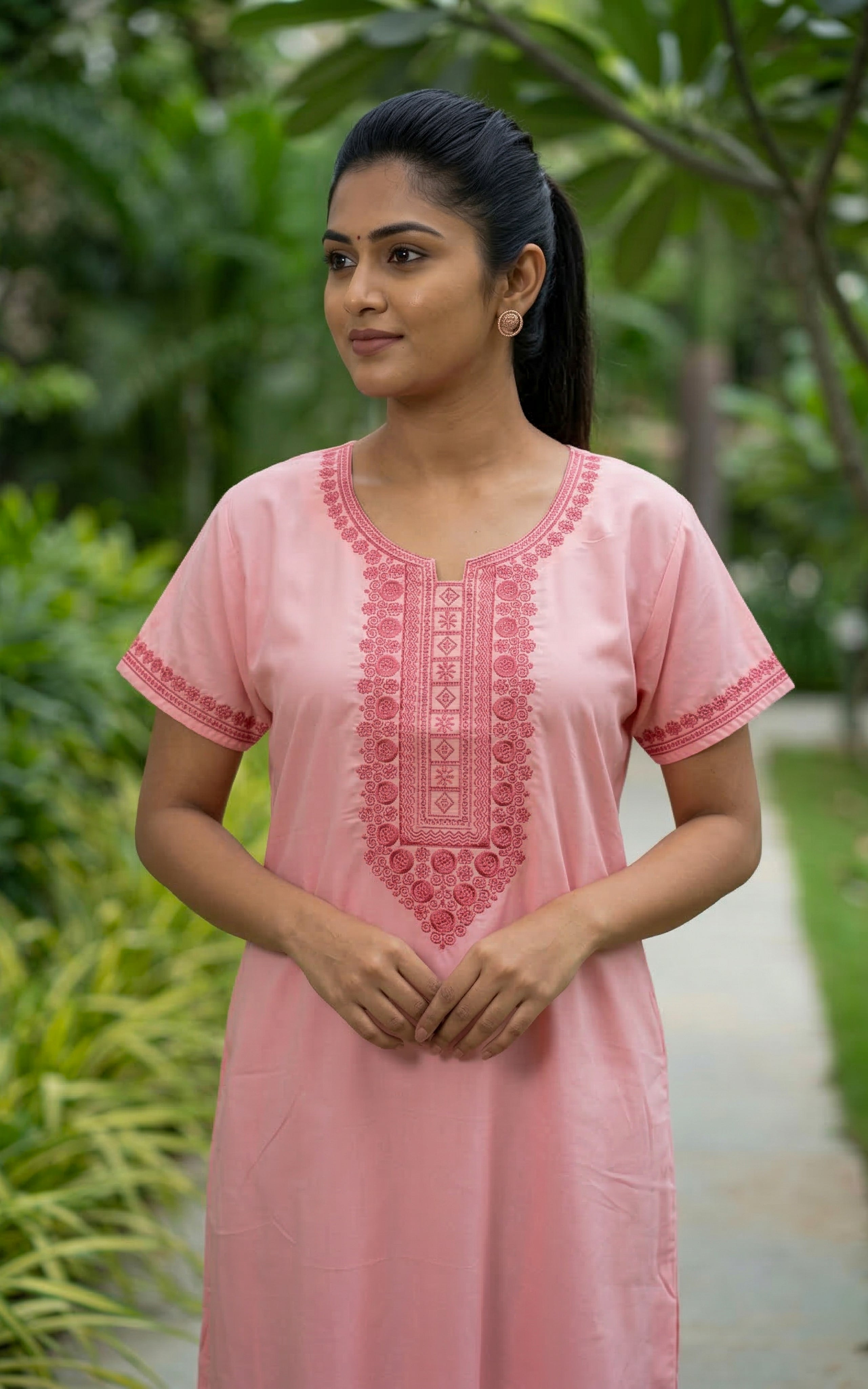 Cotton Straight Fit Nighty-159SS8B