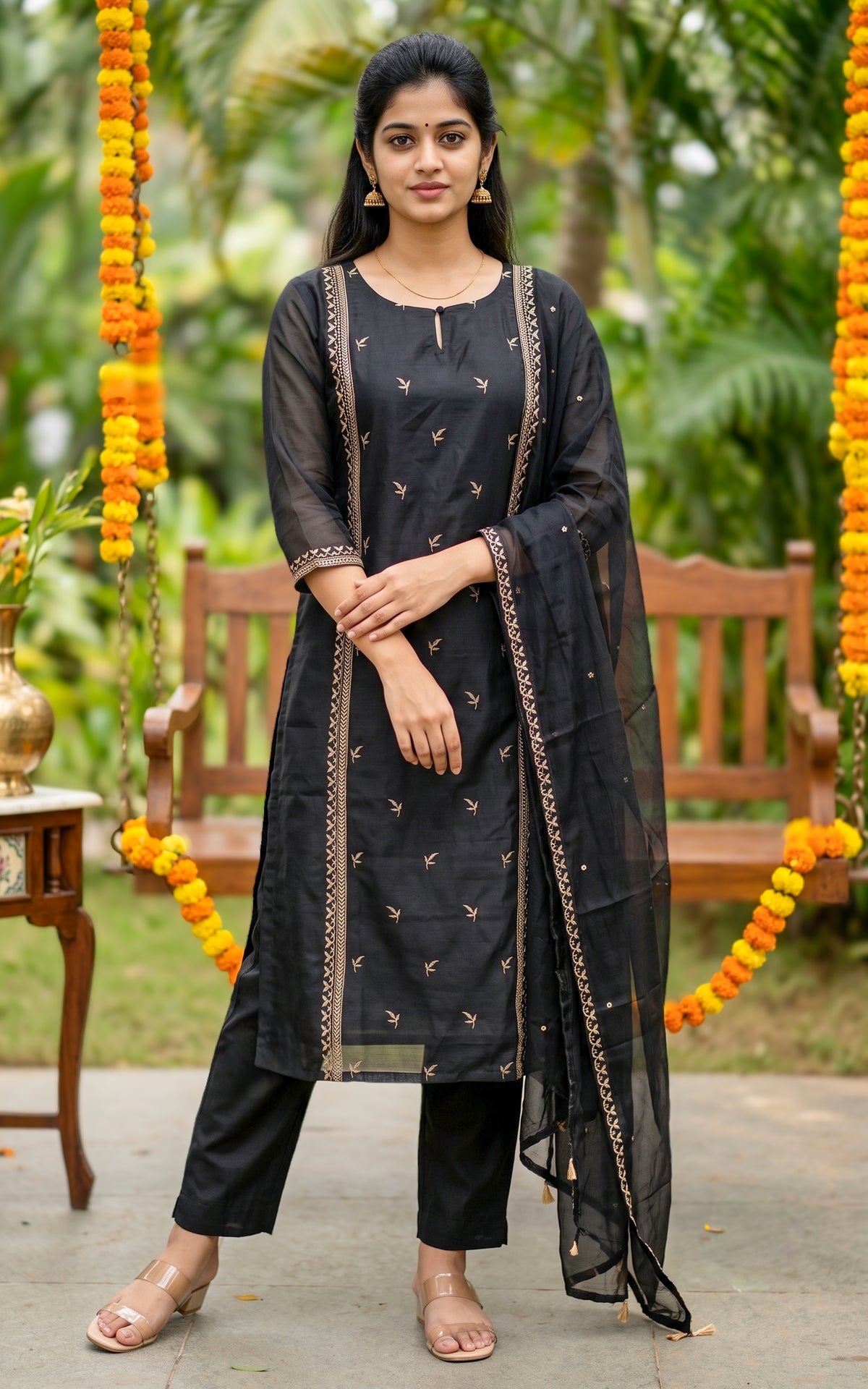 Abina Black (Kurti+Pant+Dupatta)