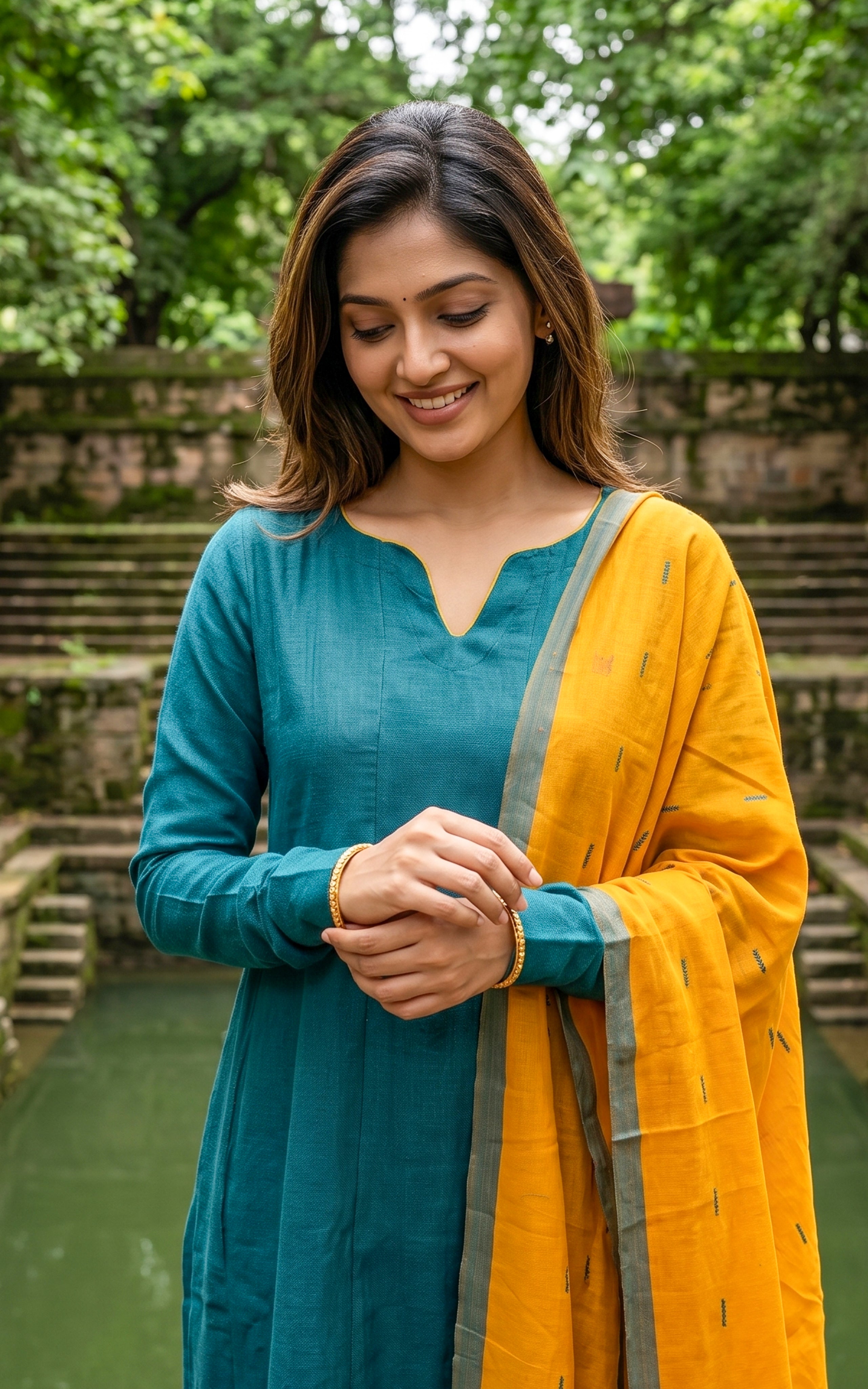 Anwen Teal Green (Kurti+Dupatta)