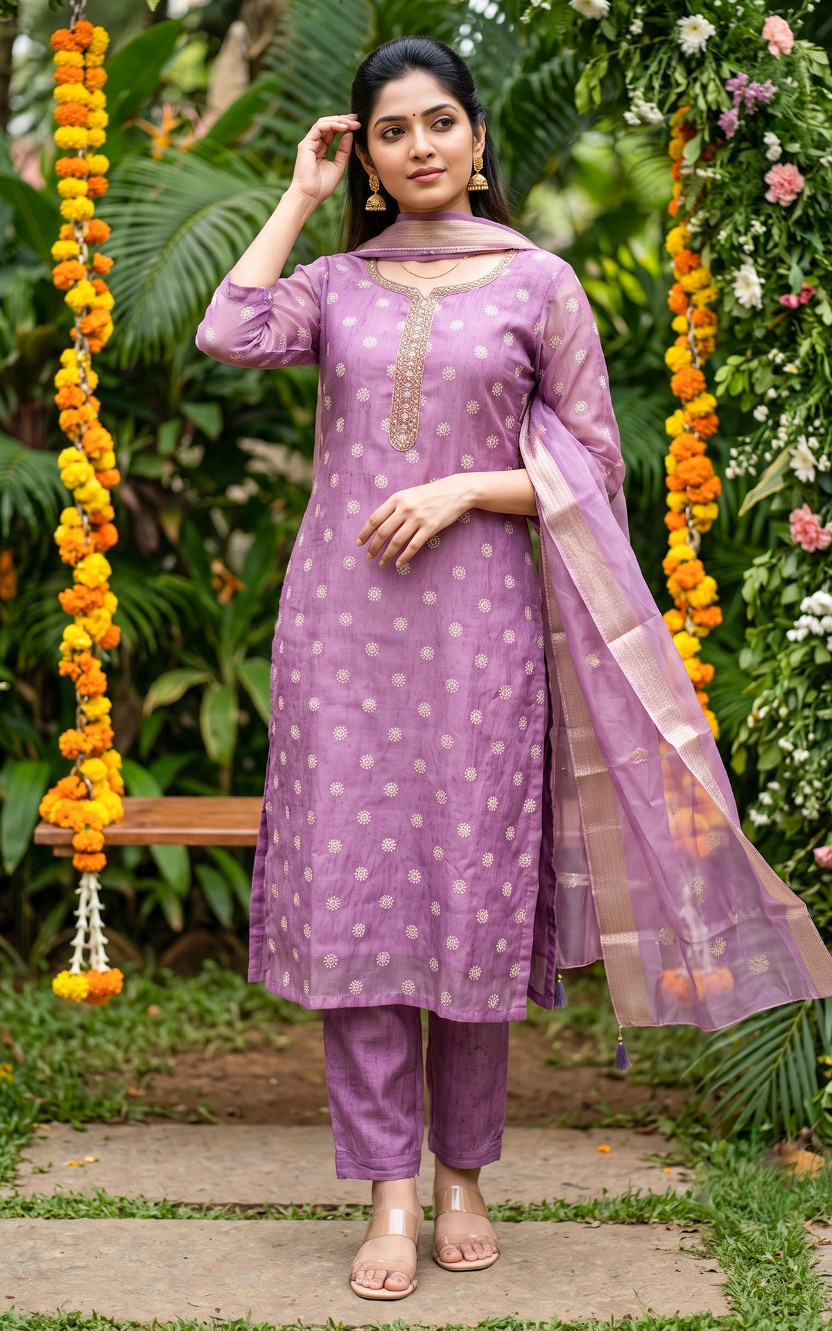 Camila Lavender (Kurti+Pant+Dupatta)