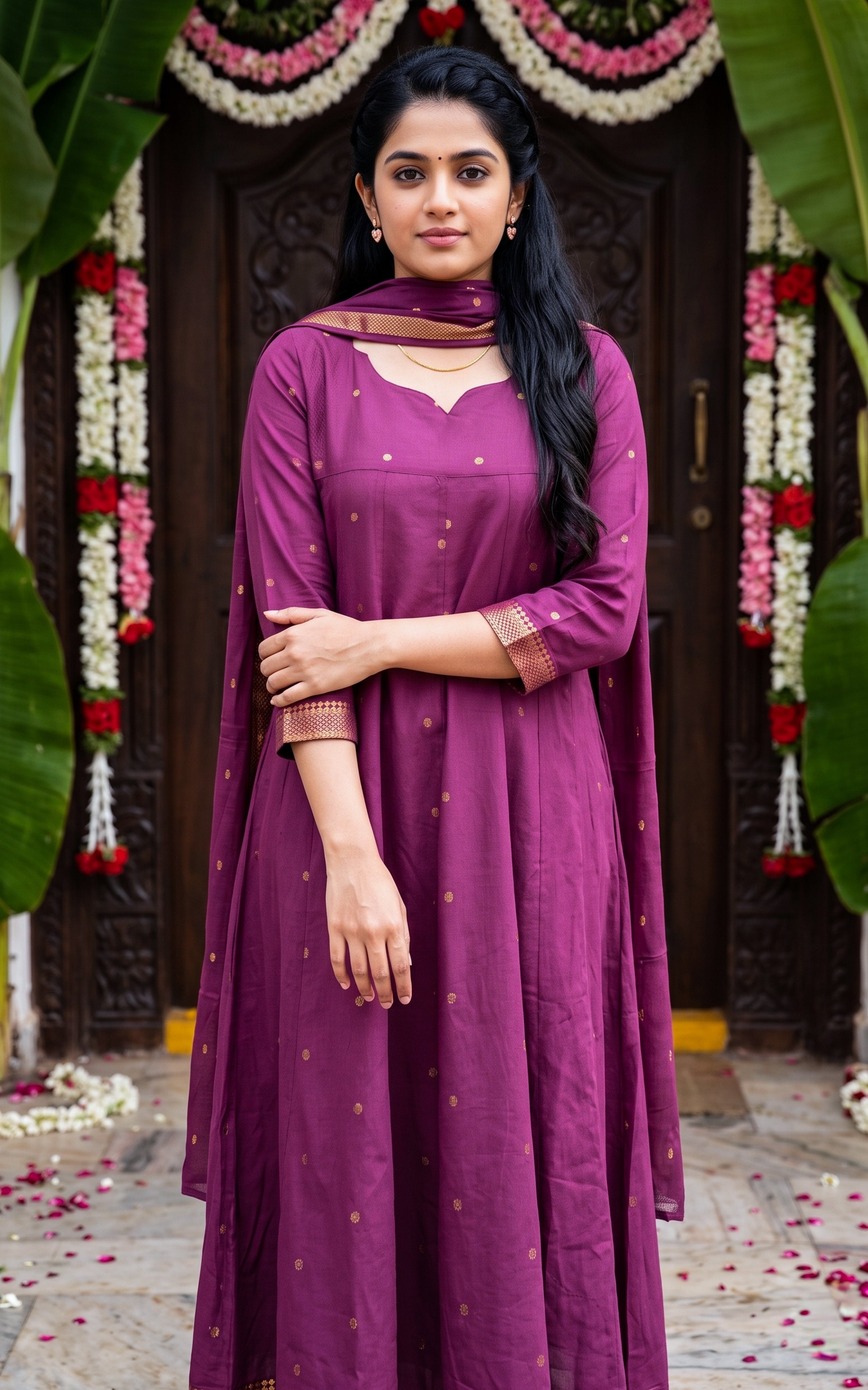 Hamsaveni Plum (Kurti+Dupatta)