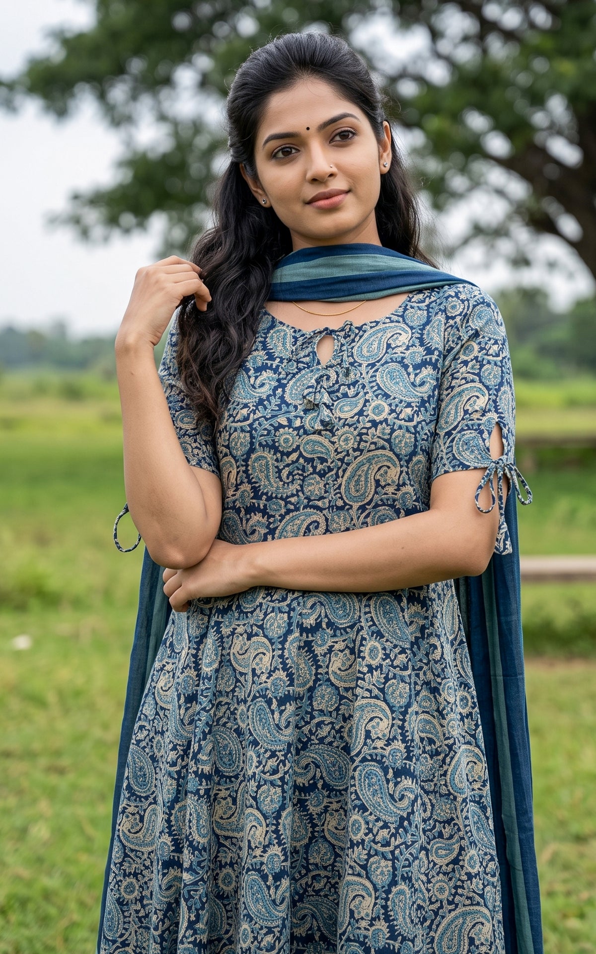 Aadhila Blue (Kurti+Dupatta)