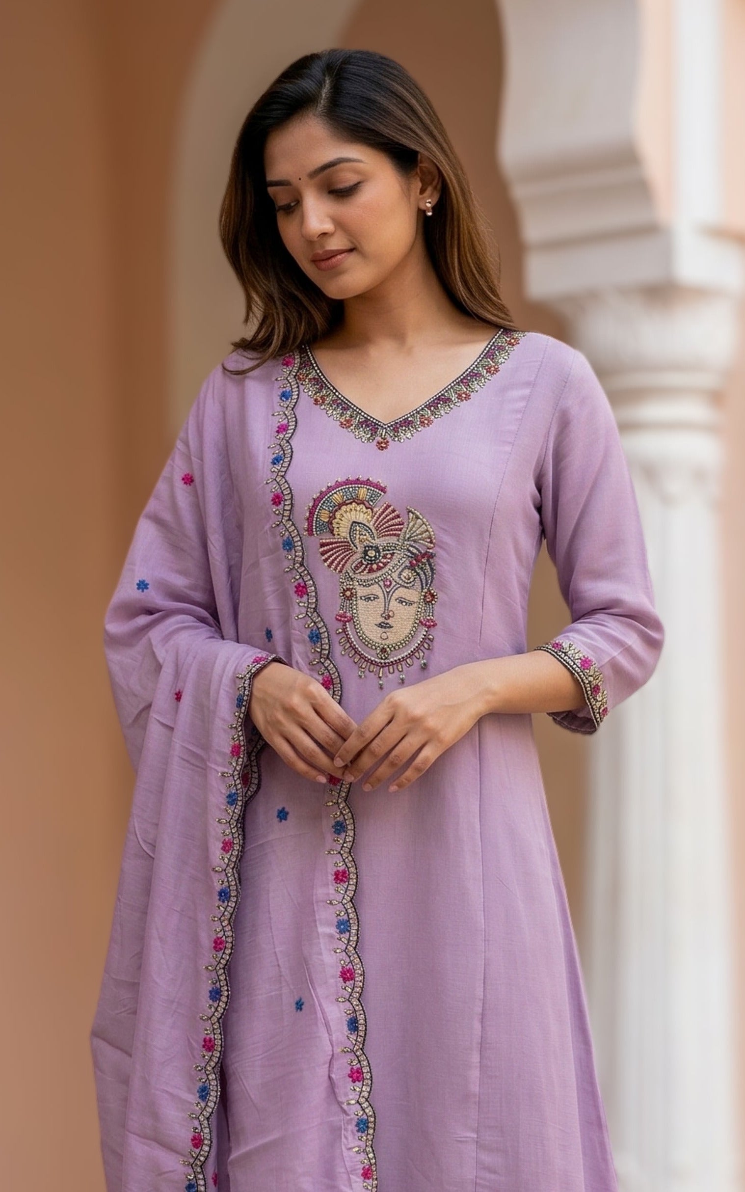 Thulir Lavendar (Kurti+Dupatta)