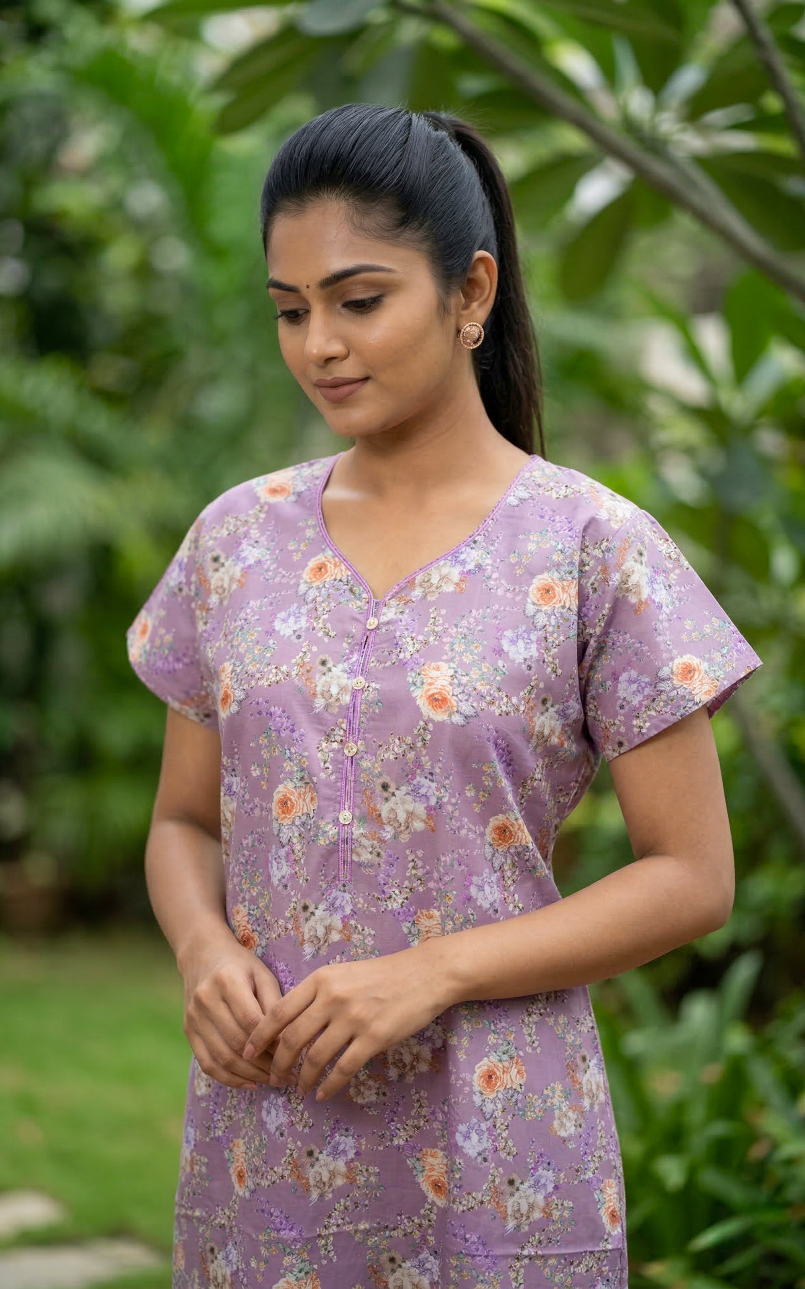 Cotton Straight Fit Nighty-159SS5B