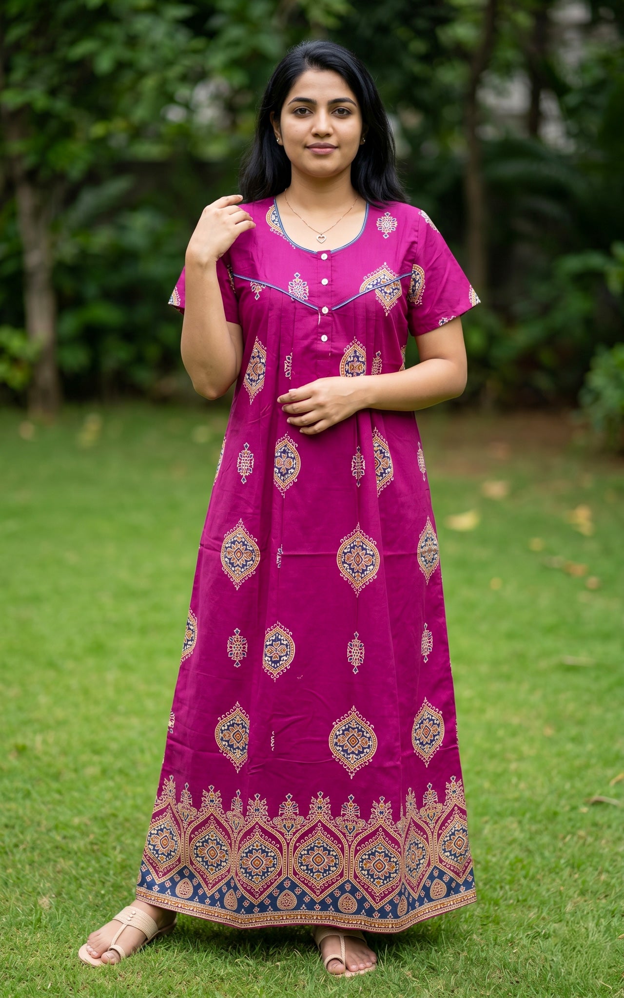 Cotton Straight Fit Nighty-162SS16A