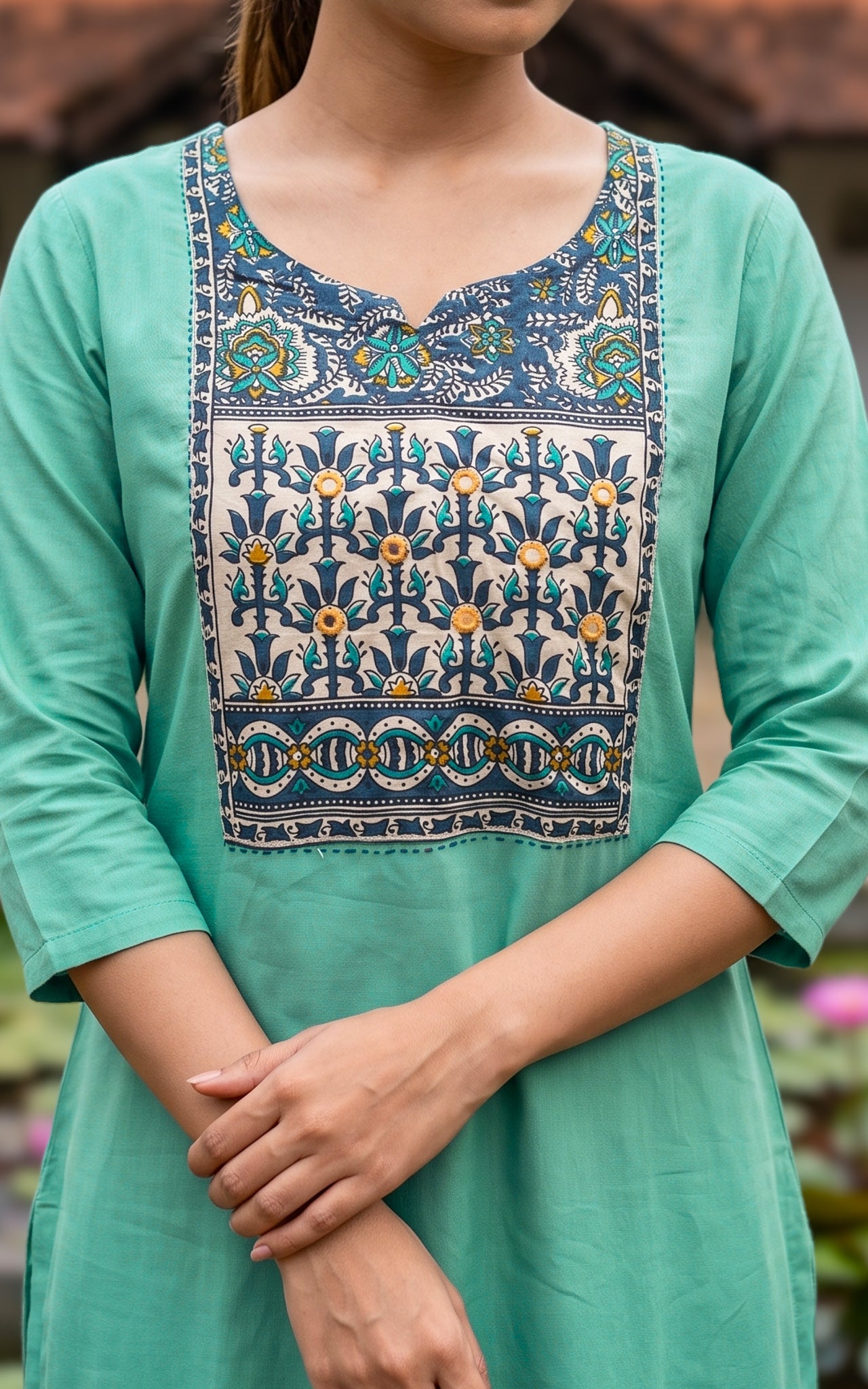 Ranvika Mint Green Handblock (Kurti+Pant+Dupatta)