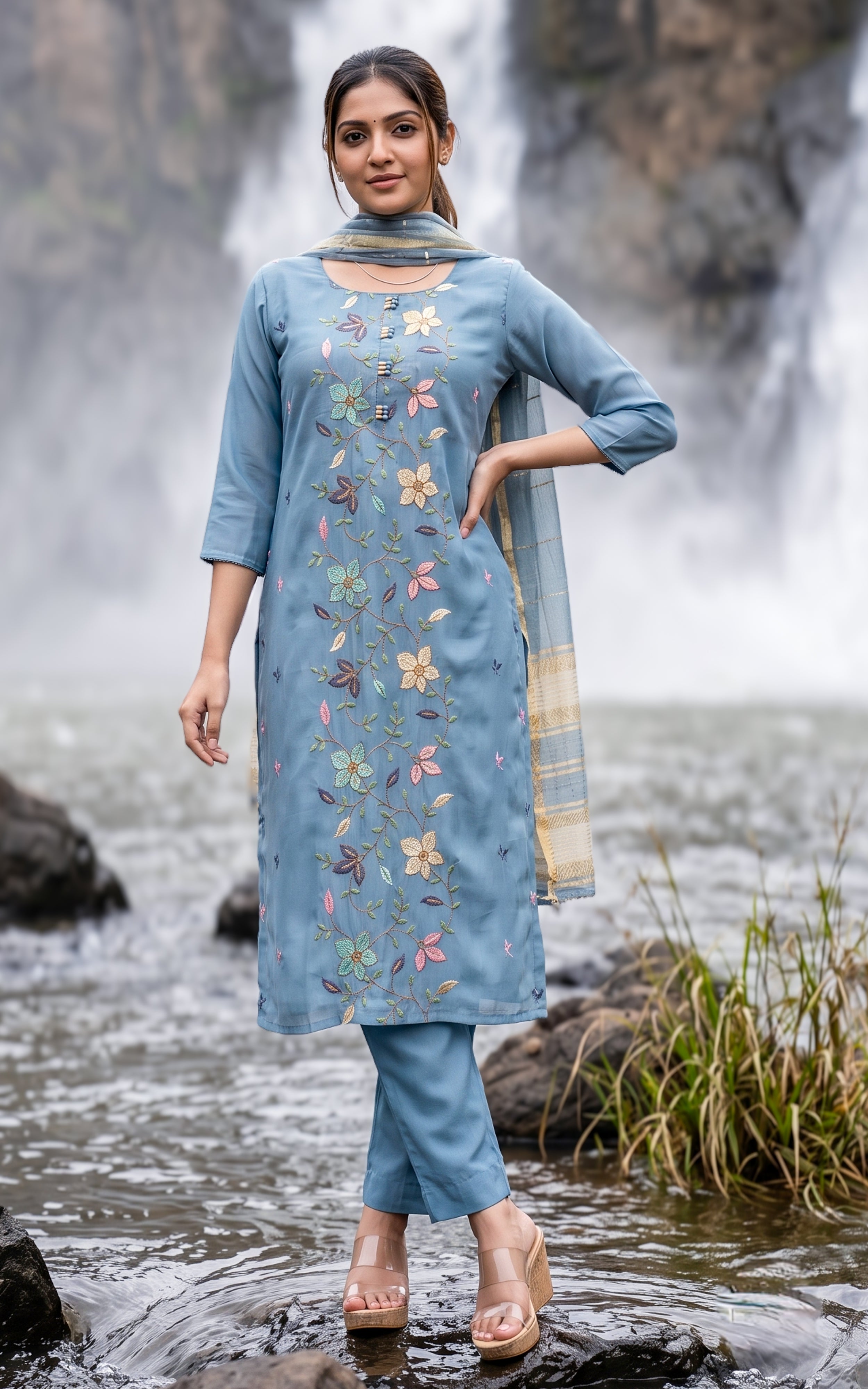 Niraimalar (Kurti+Pant+Dupatta)