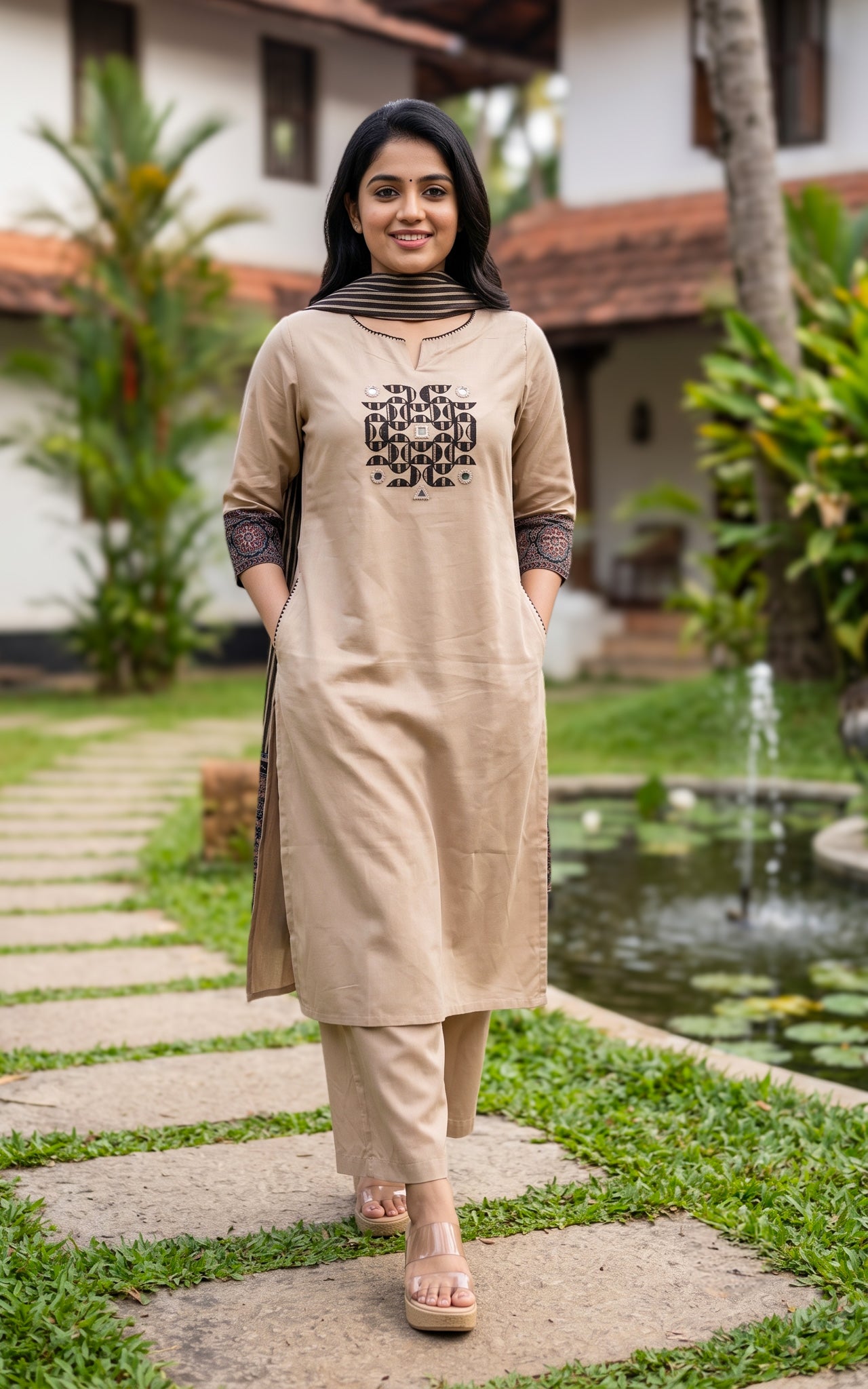 Analika Beige (Kurti+Pant+Dupatta)