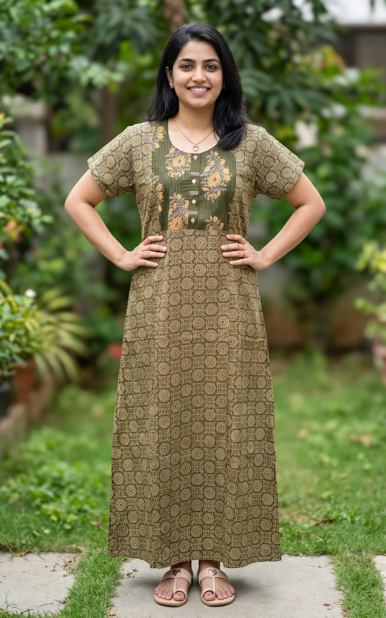 Cotton Straight Fit Nighty-162SS7C