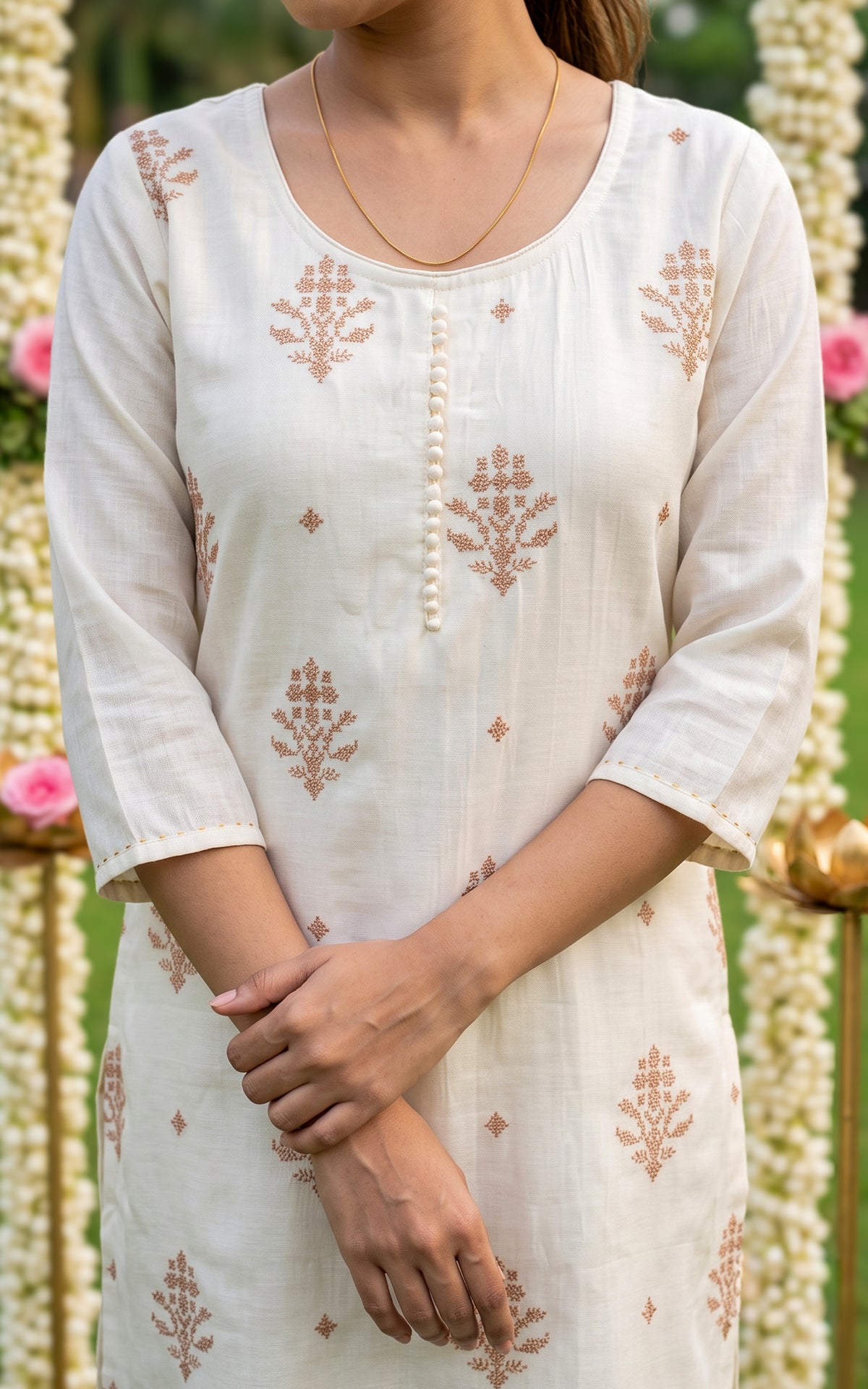 Sahana White (Kurti+Pant+Dupatta)